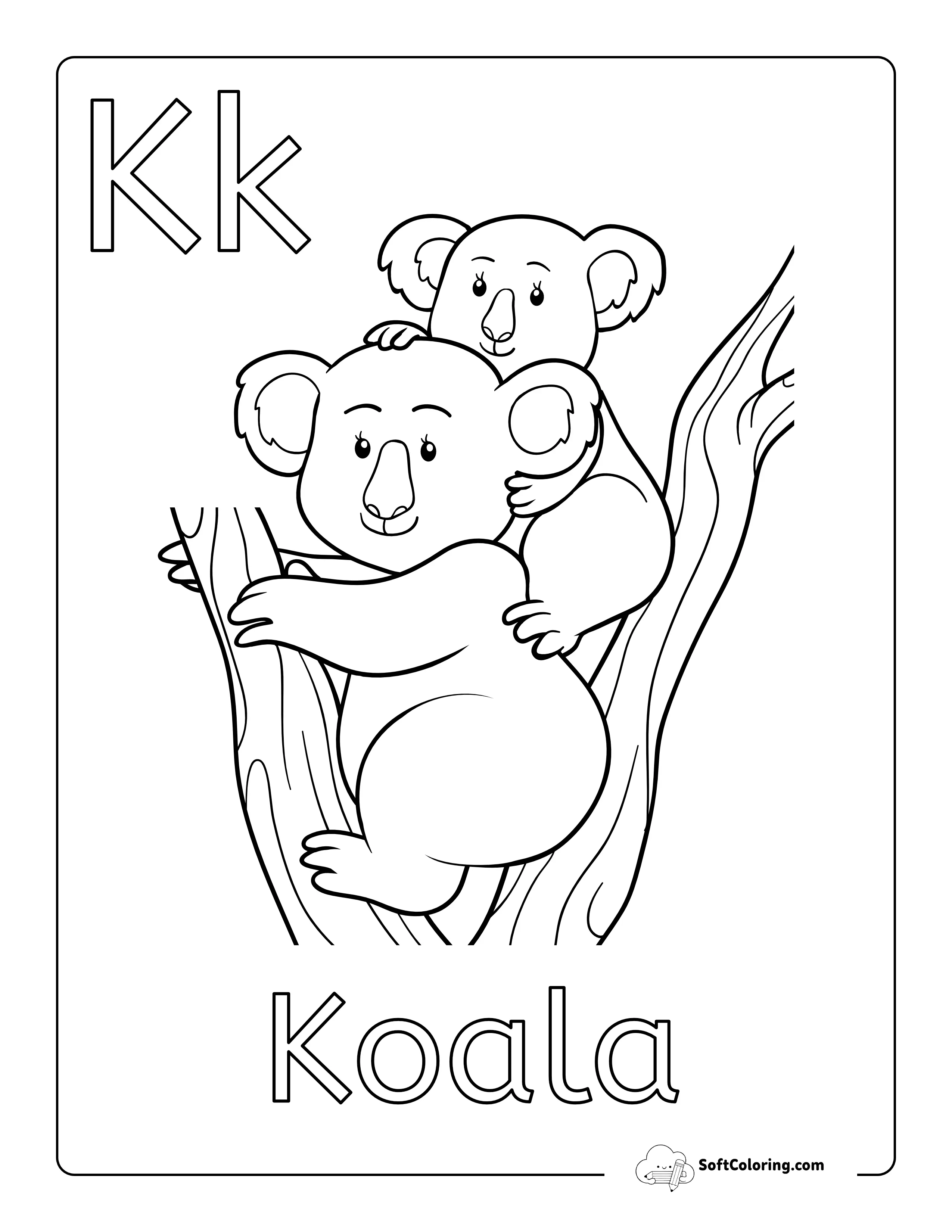 Letter K Koala To Color