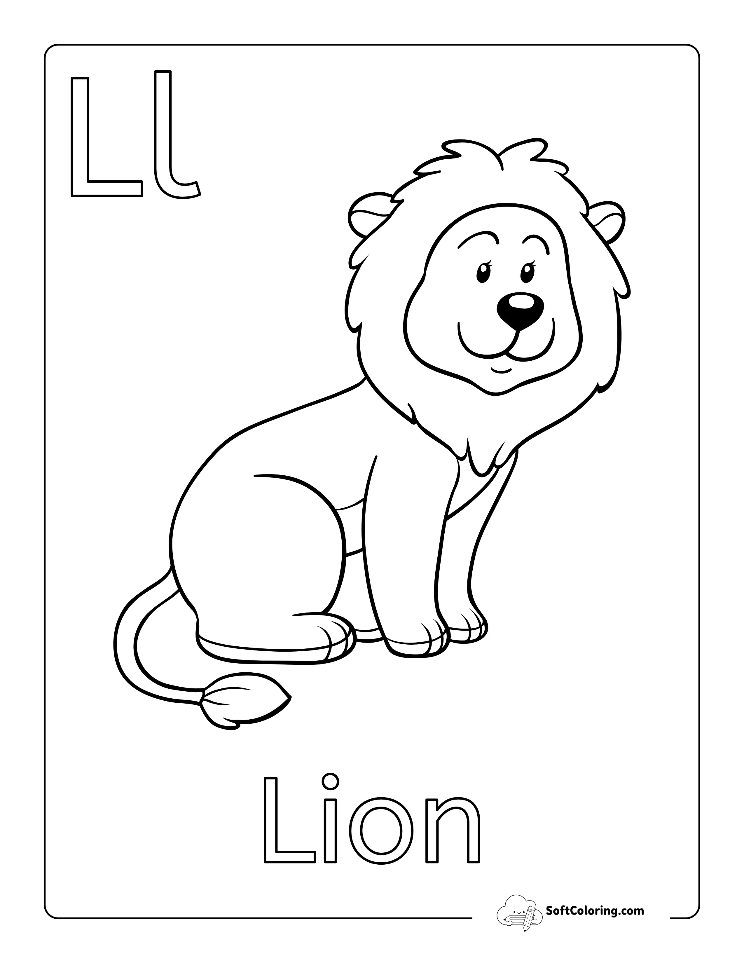 "L Is For Lion" Picture To Color