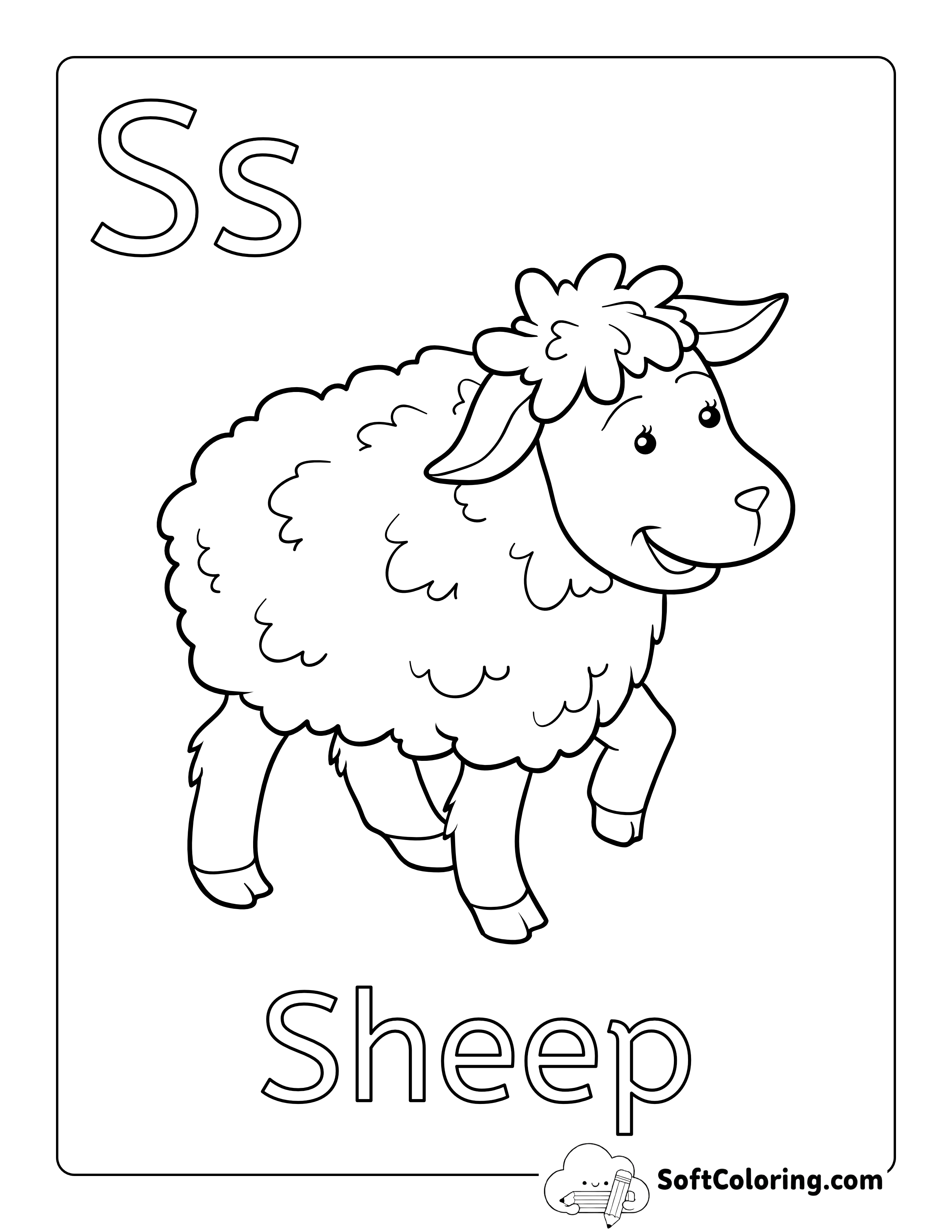 "S is for Sheep" Picture to Color
