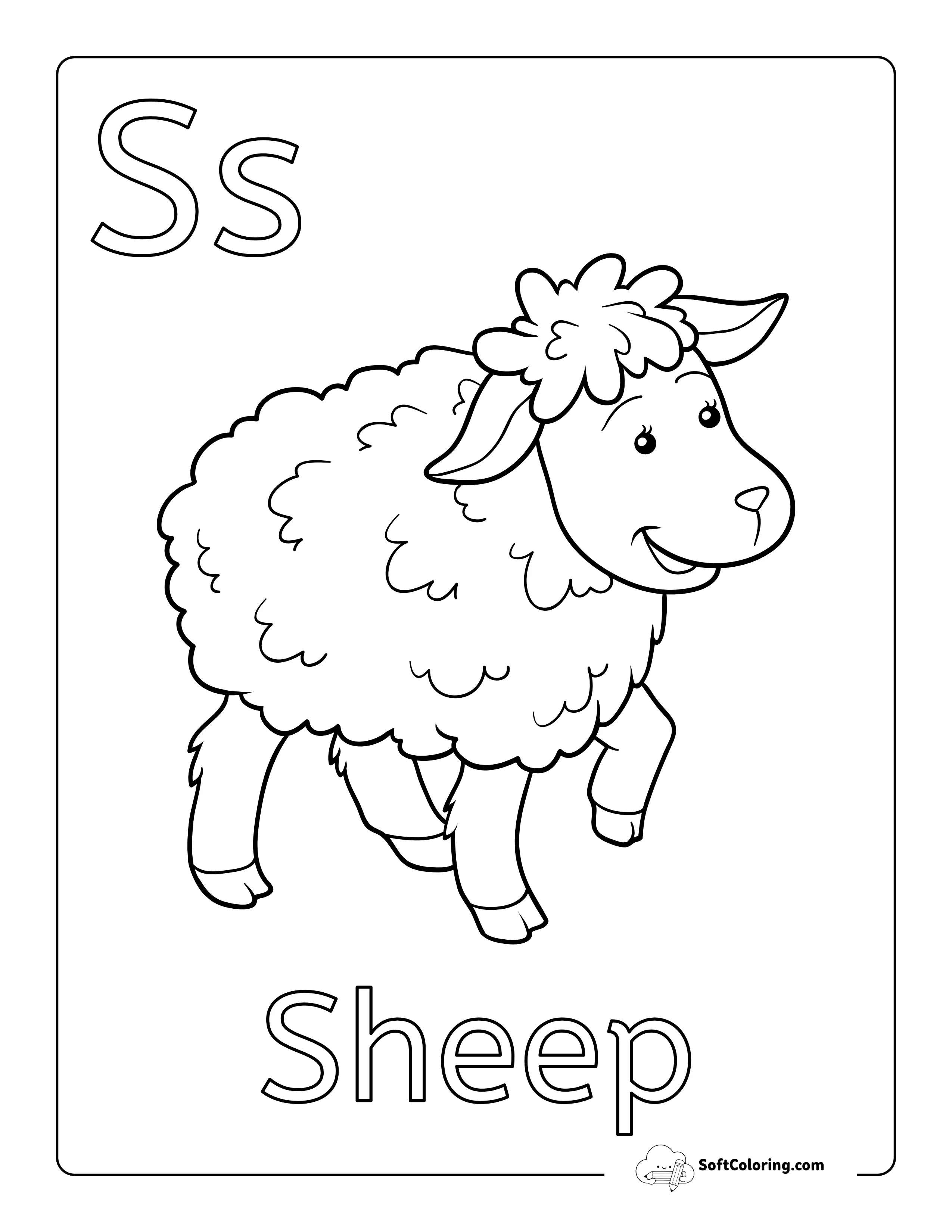 "S Is For Sheep" Picture To Color