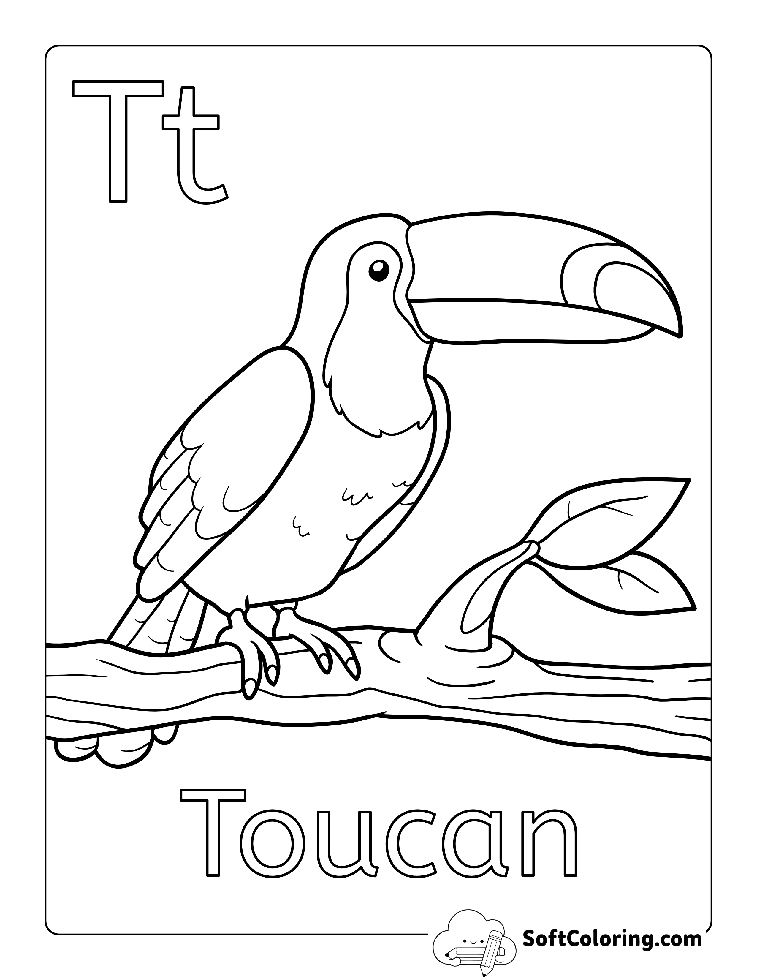 "T is for Toucan" Coloring Page