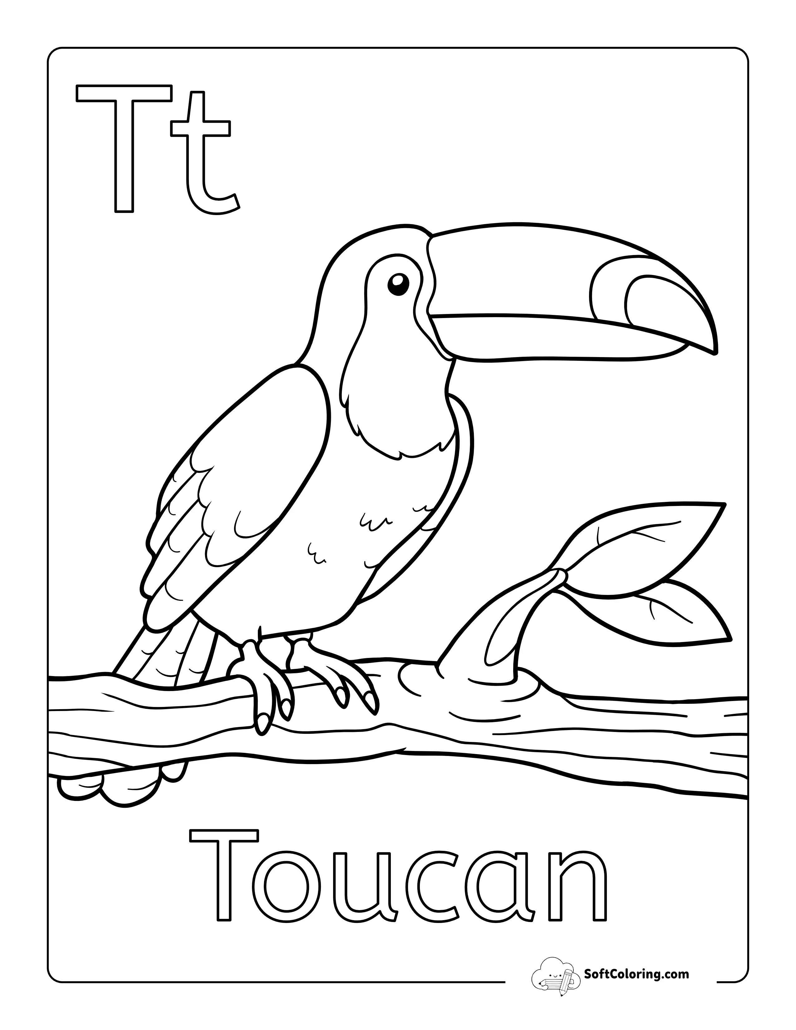 "T Is For Toucan" Alphabet Coloring Page