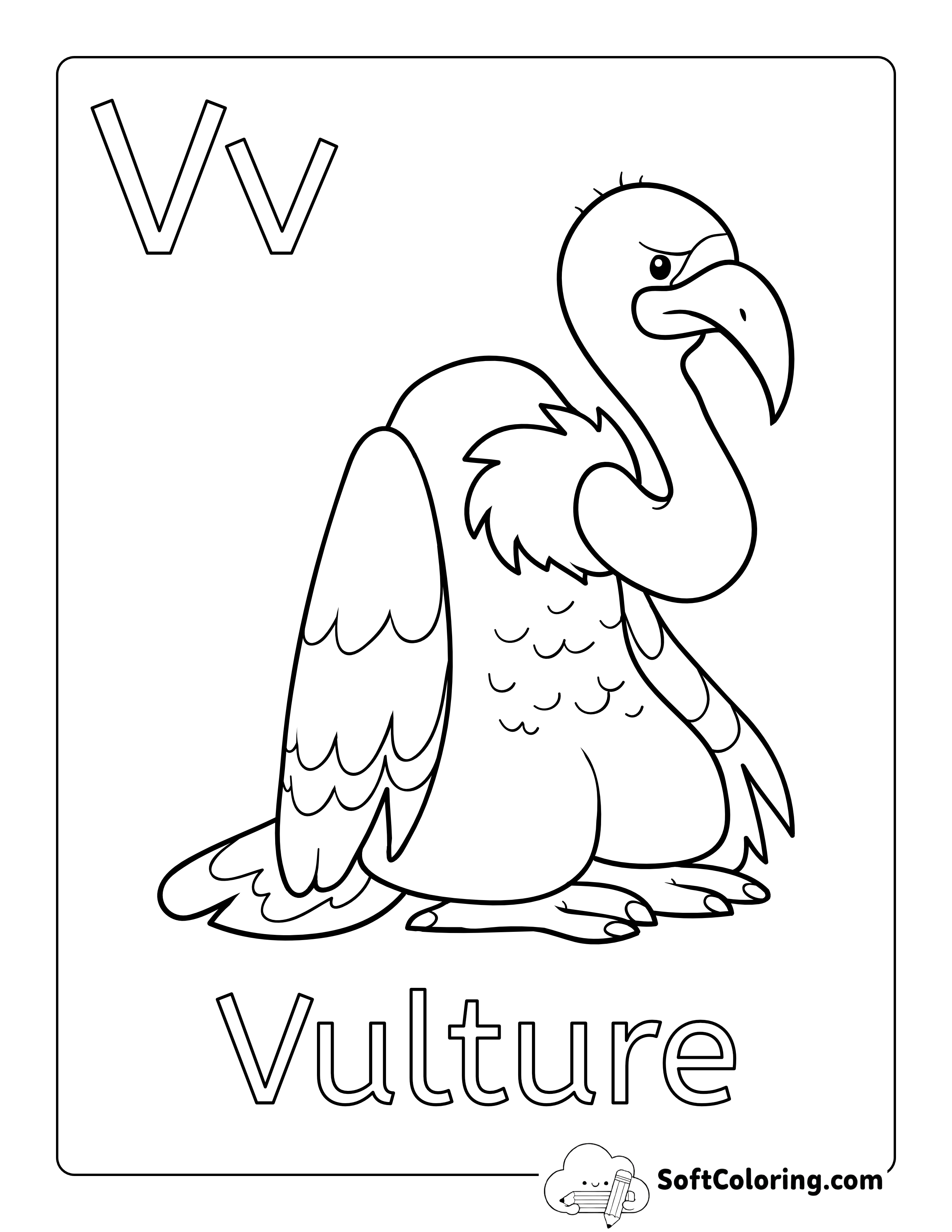 "V is for Vulture" Coloring Sheet