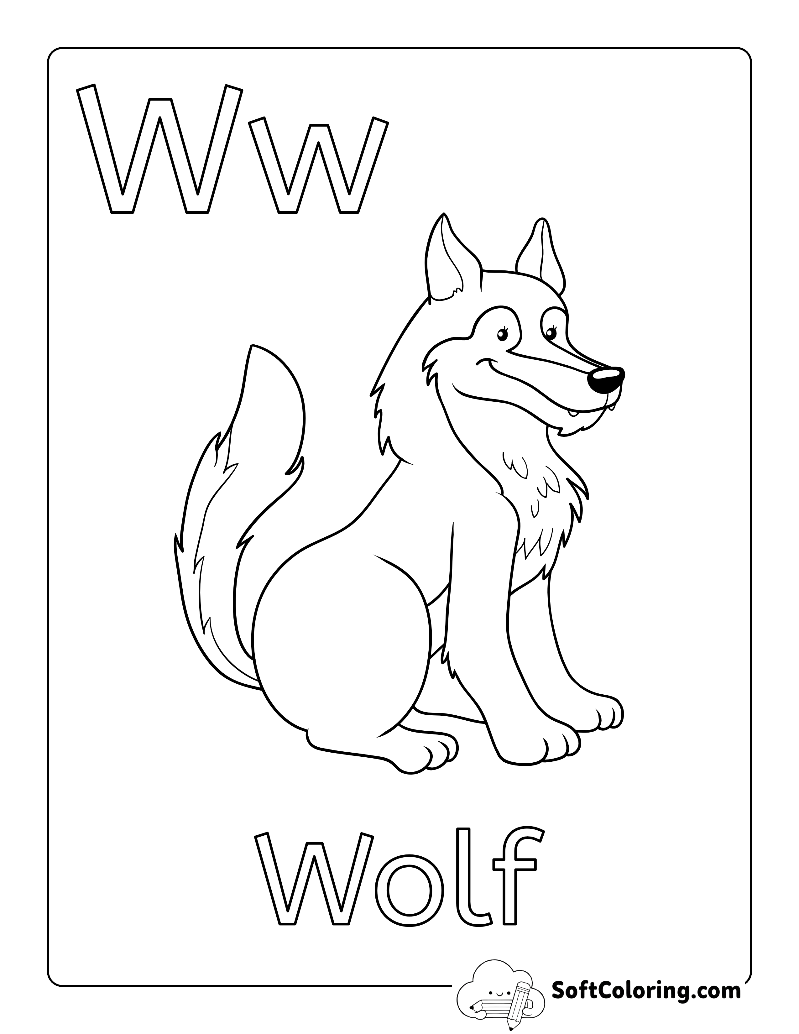 "W is for Wolf" Picture to Color