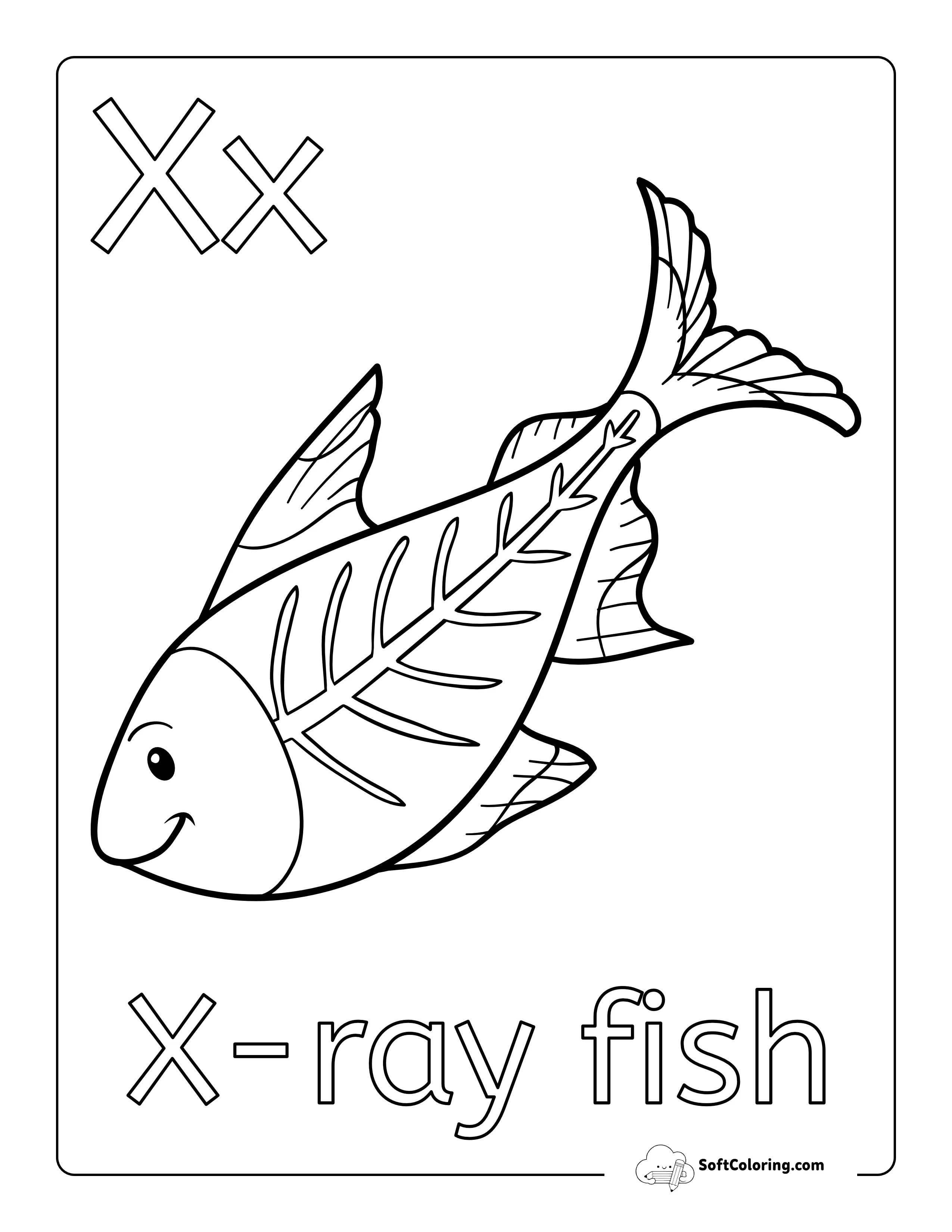 X-Ray Fish Preschoolers Coloring Page