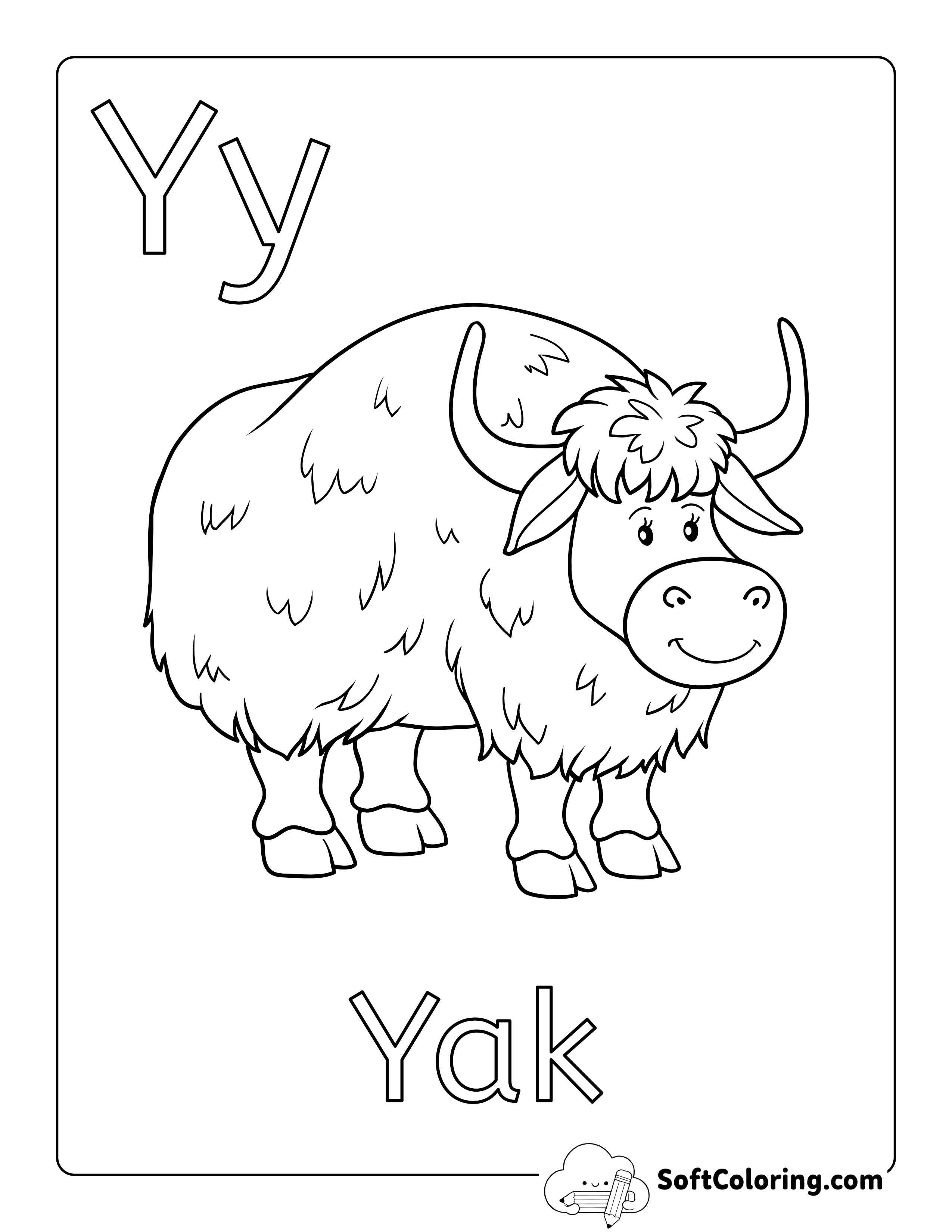"Y is for Yak" Coloring Sheet