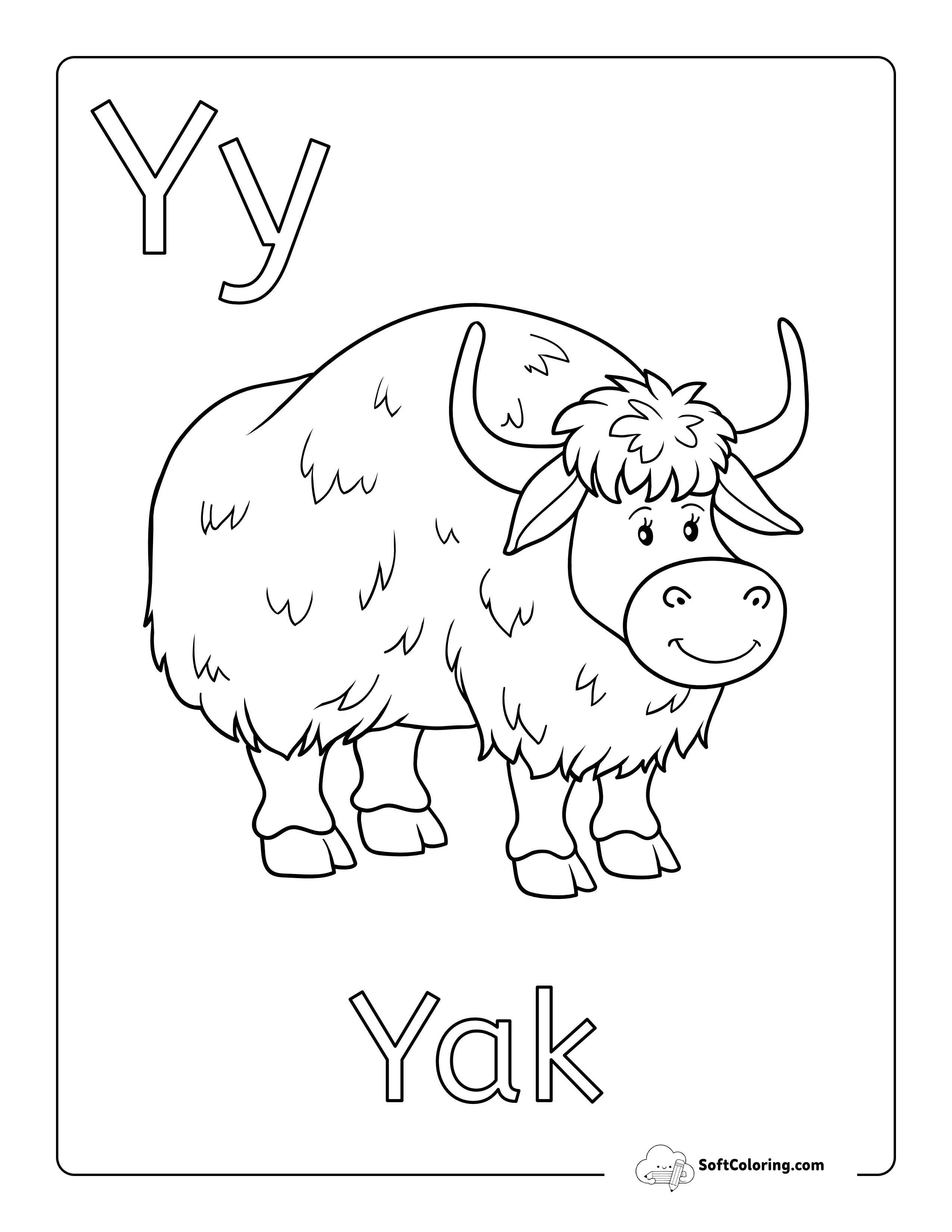 "Y Is For Yak" Coloring Sheet