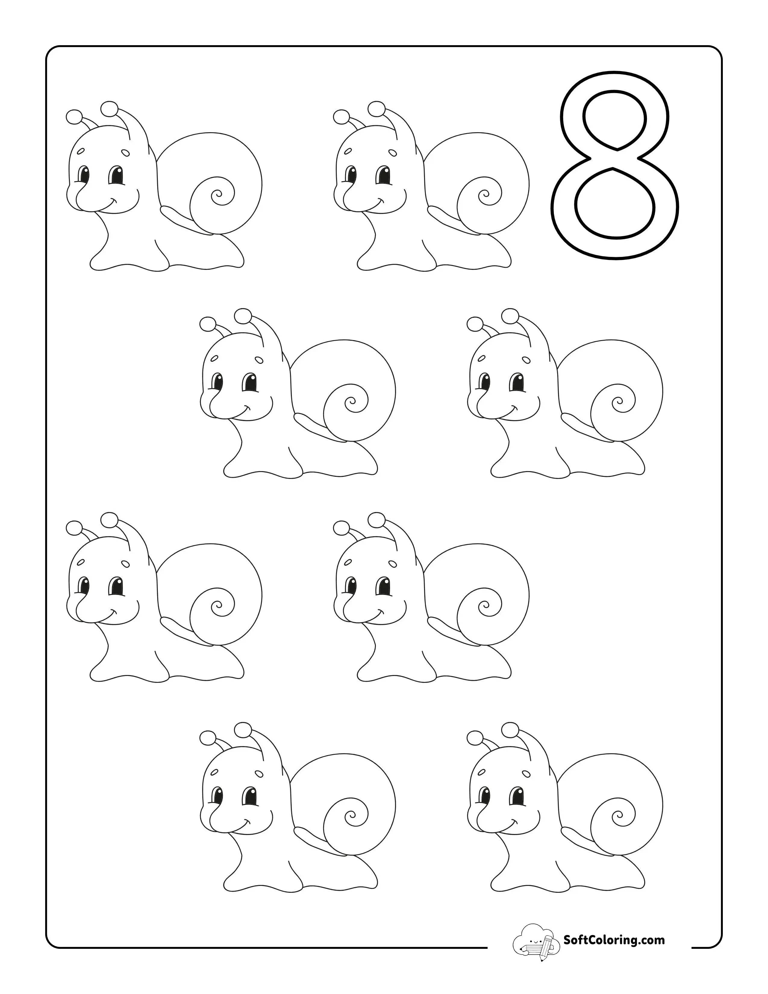 "Eight Snails" Coloring Sheet For Kids