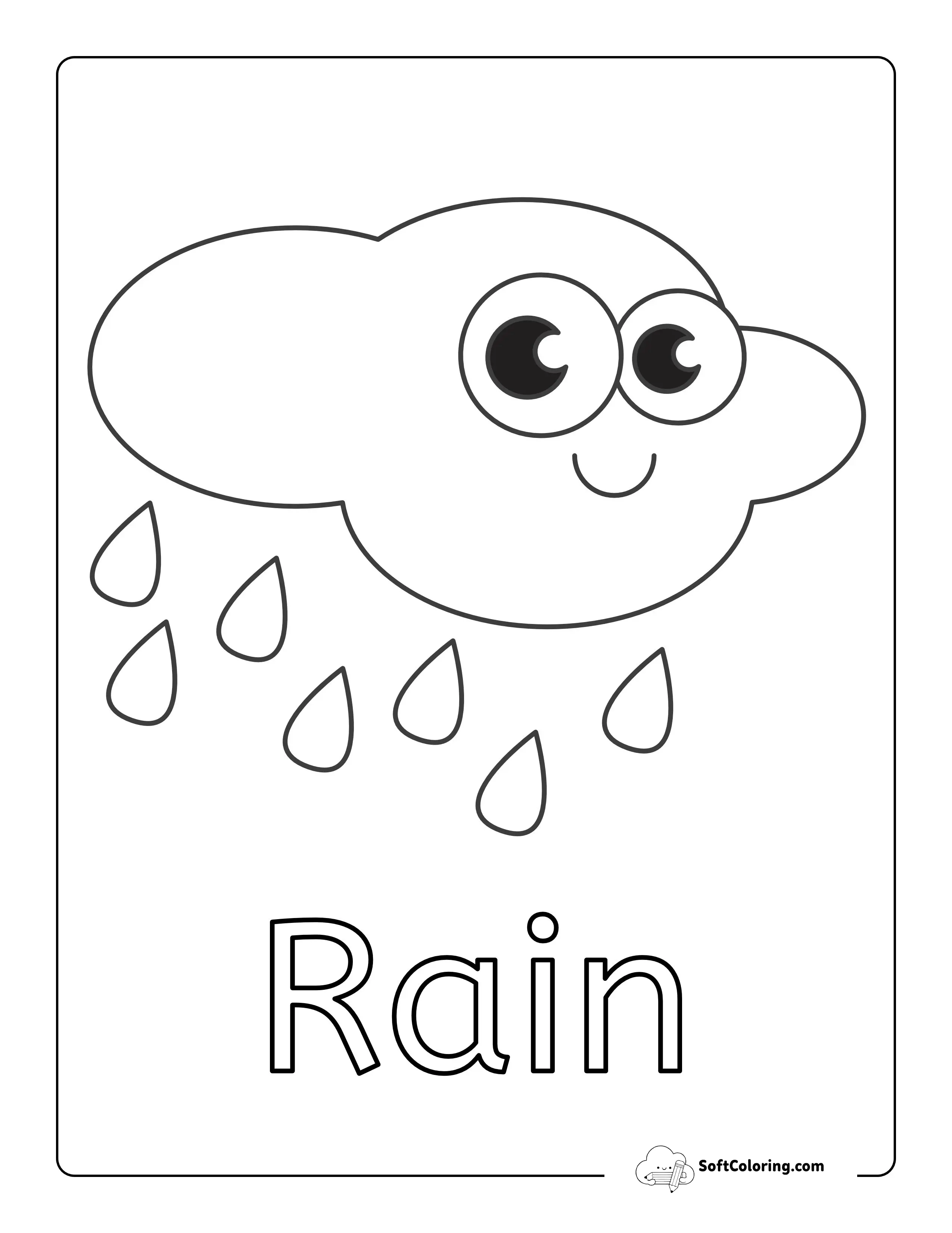 Rain Coloring Page For Toddlers