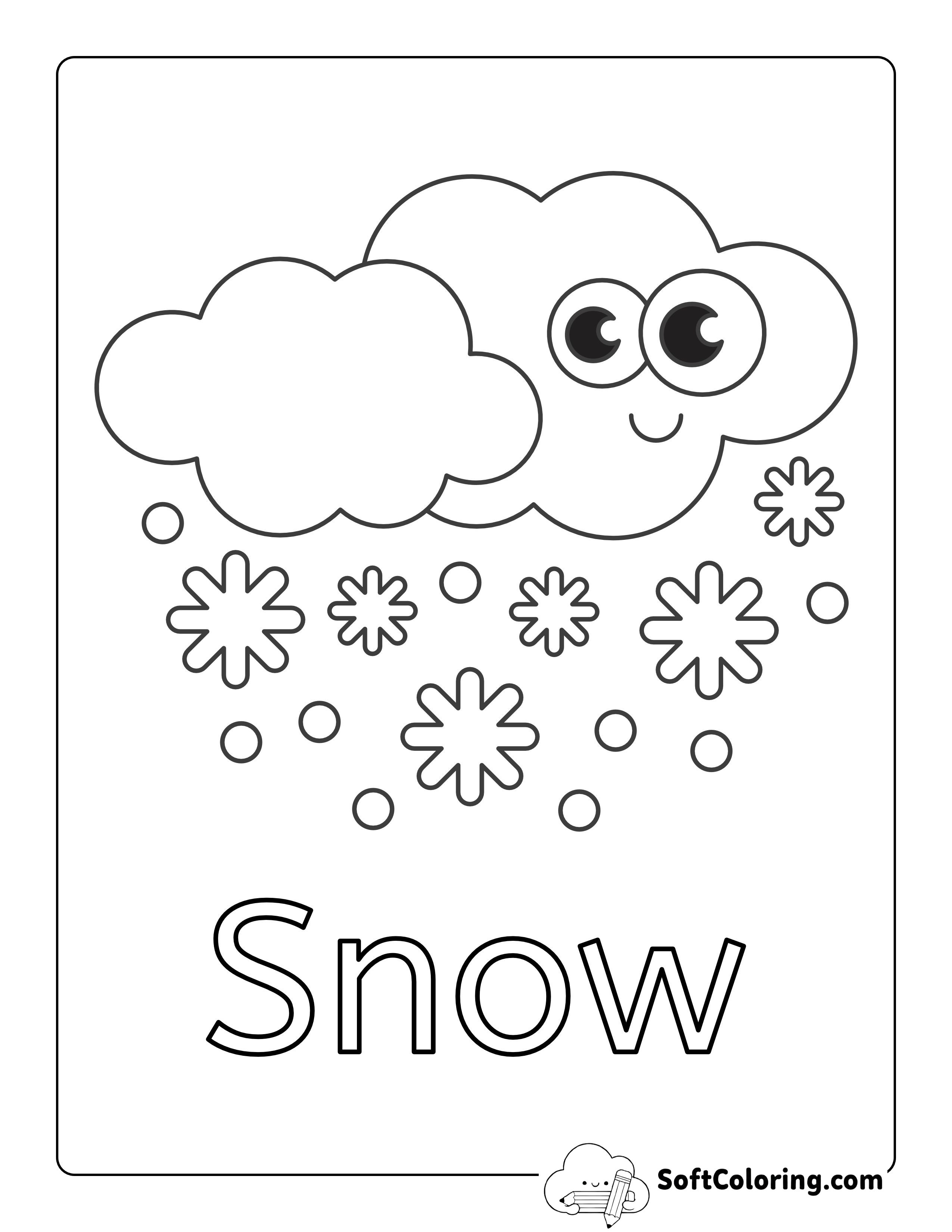"Snow" Weather Coloring Sheet for Kids