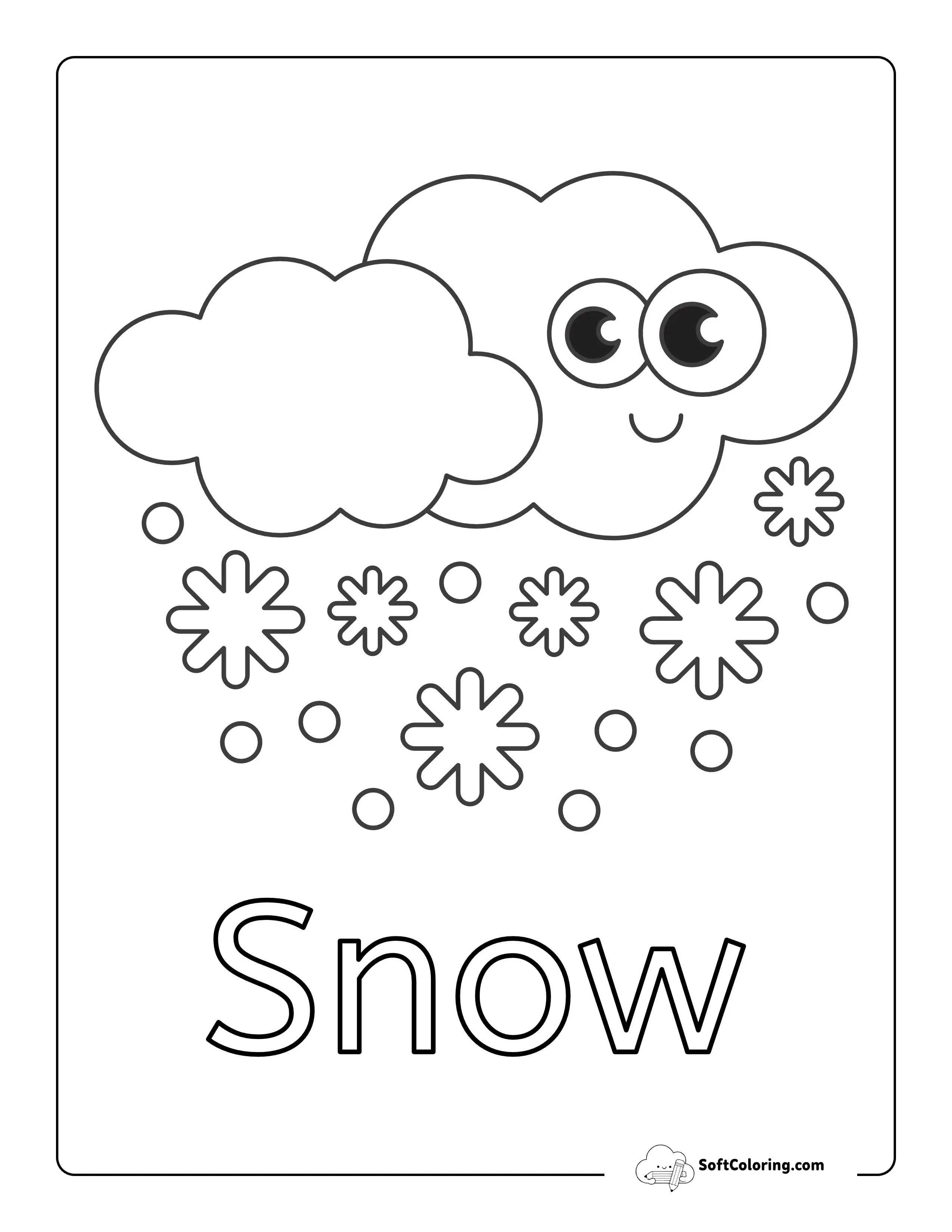 "Snow" Weather Coloring Sheet For Kids
