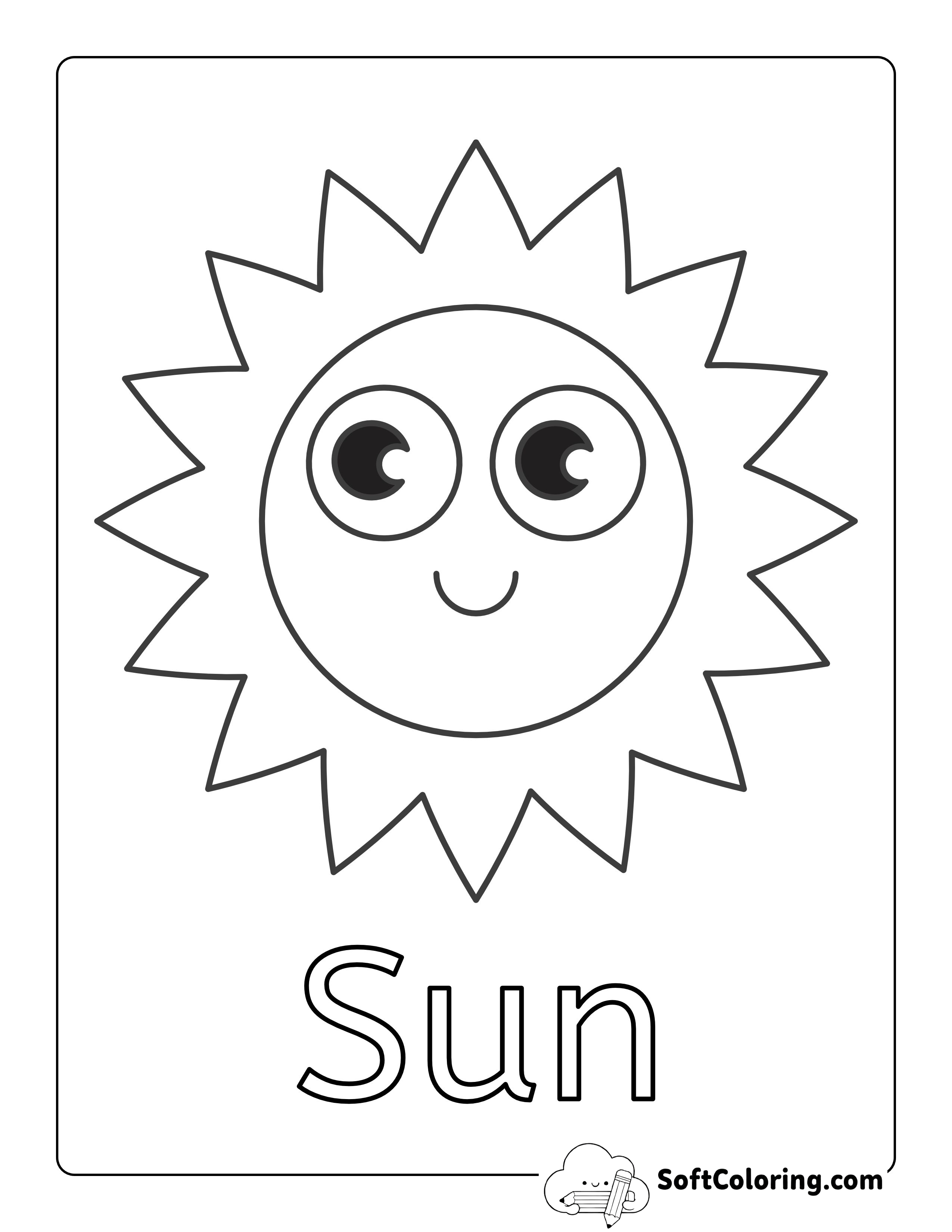 "Sun" Weather Coloring Sheet for Preschoolers