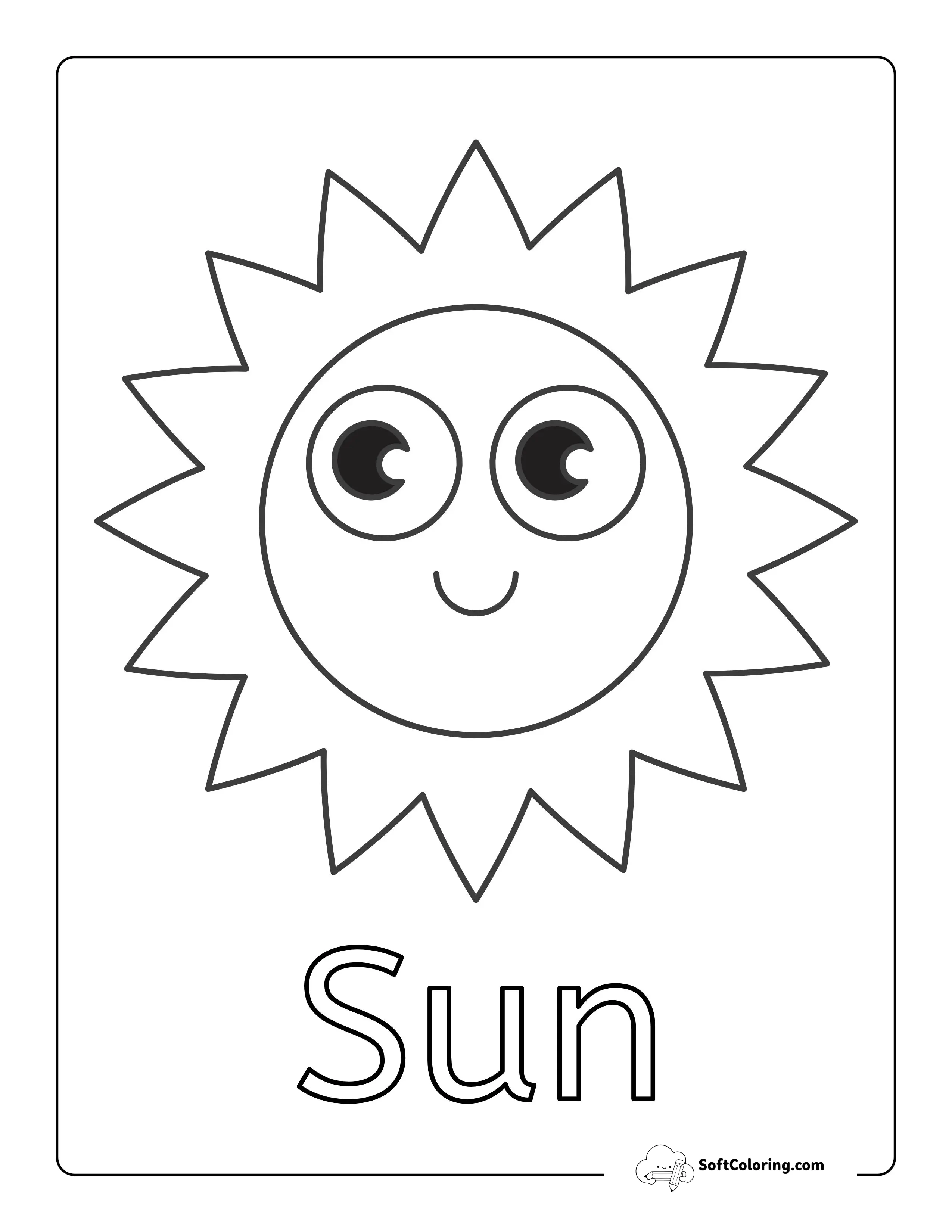 "Sun" Weather Coloring Sheet For Preschoolers