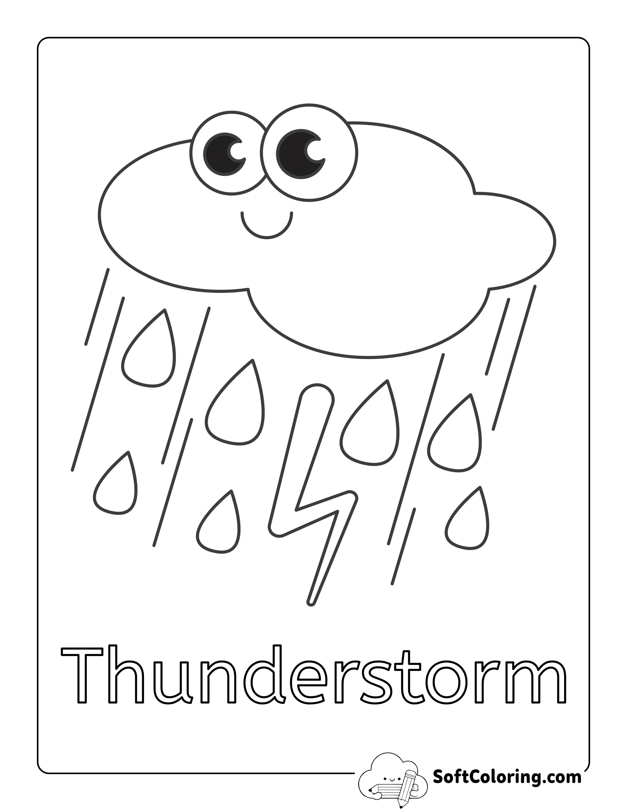 "Thunderstorm" Lightening Coloring Sheet for Kids