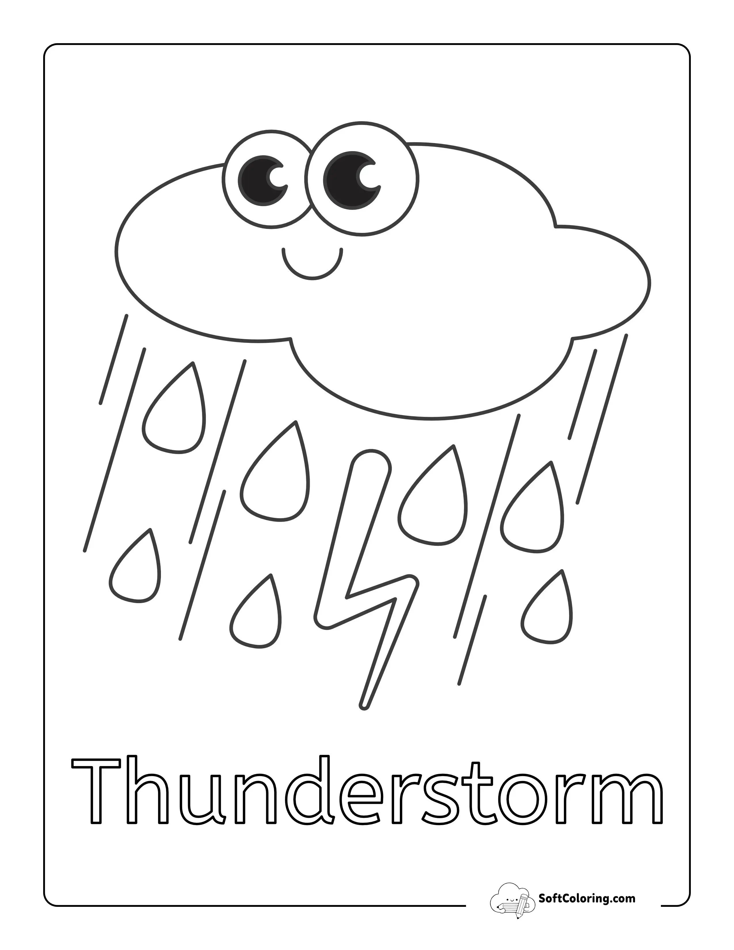 "Thunderstorm" Lightening Coloring Sheet For Kids
