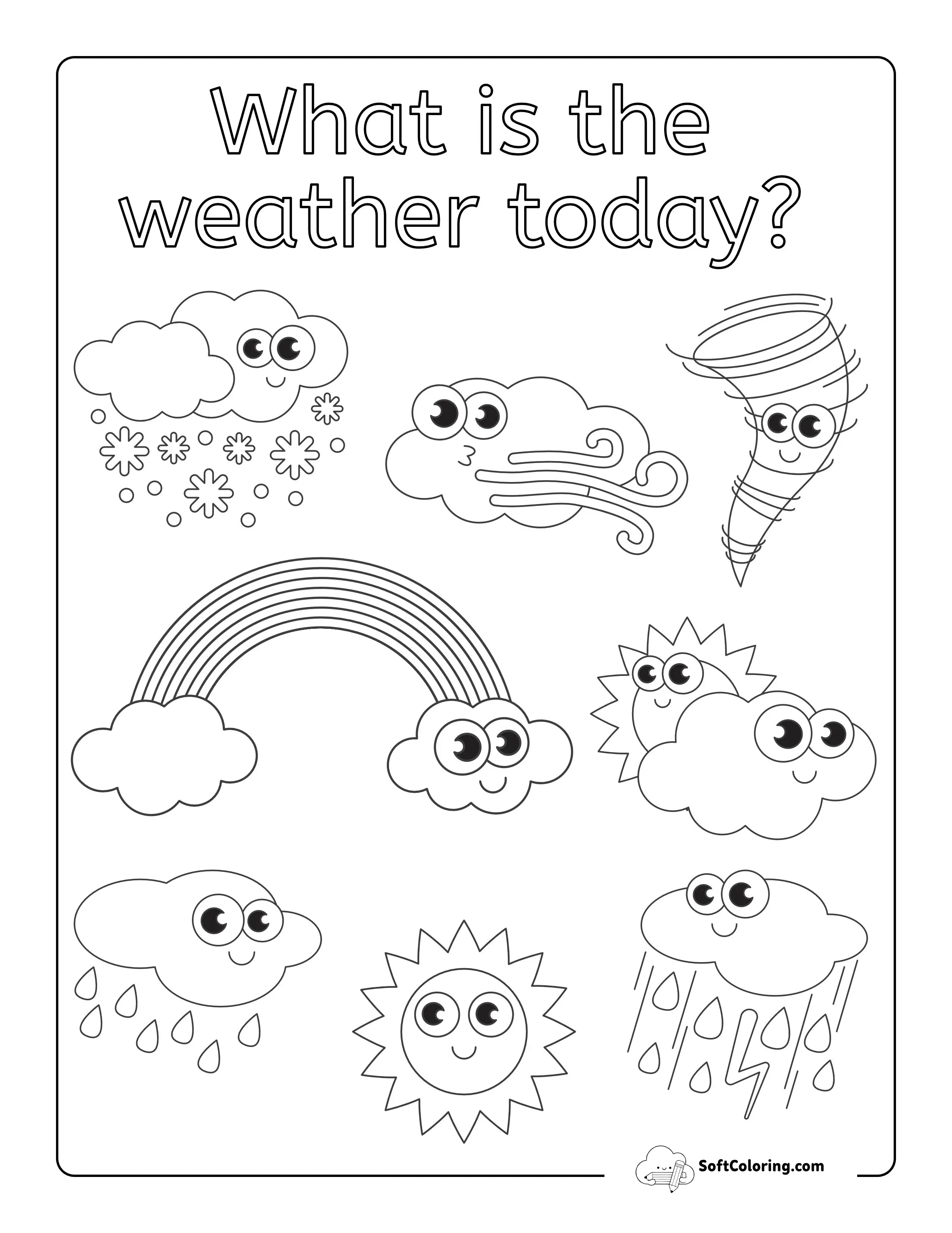 "What Is The Weather Today?" Coloring Template For Kids
