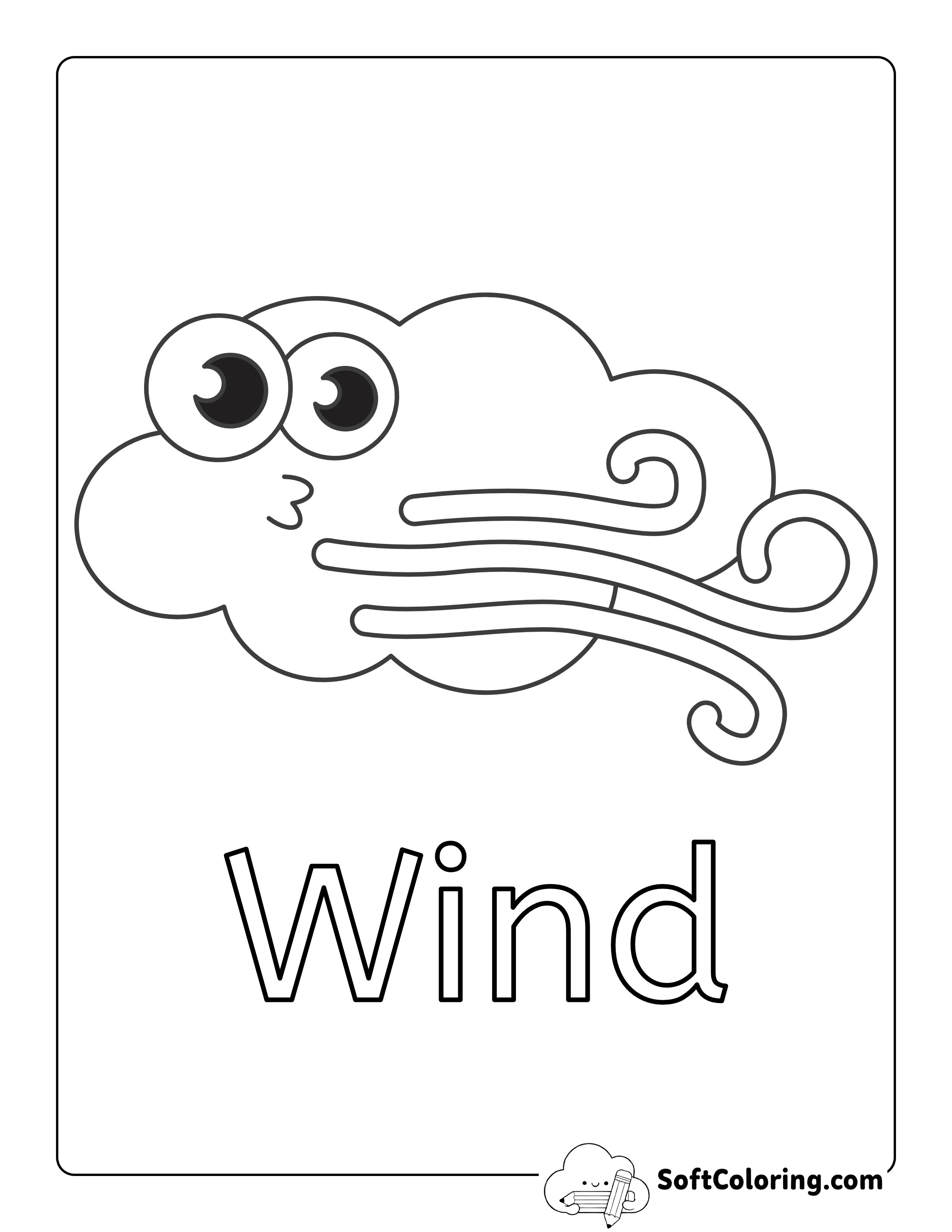 "Wind" Weather Coloring Sheet for Toddlers