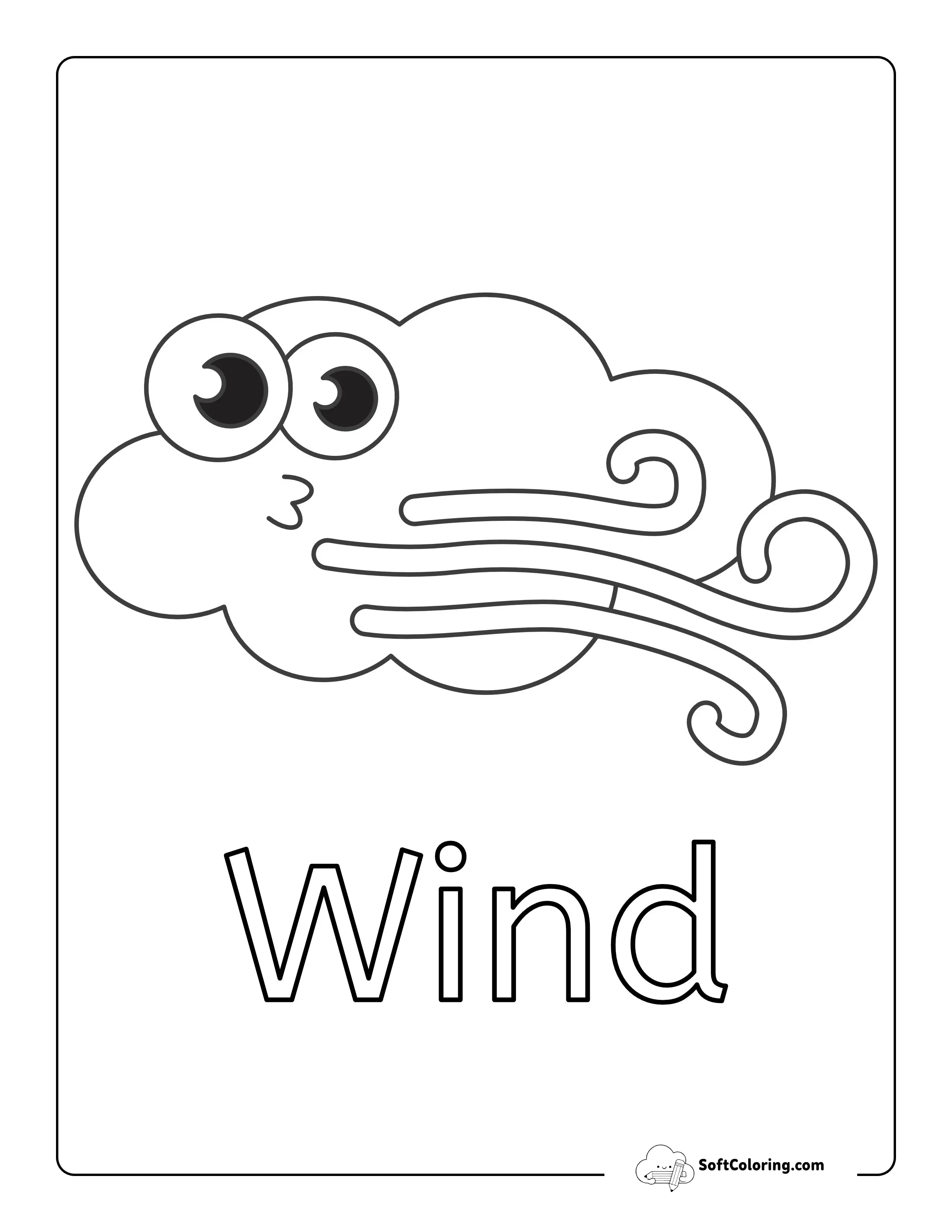 "Wind" Weather Coloring Sheet For Toddlers
