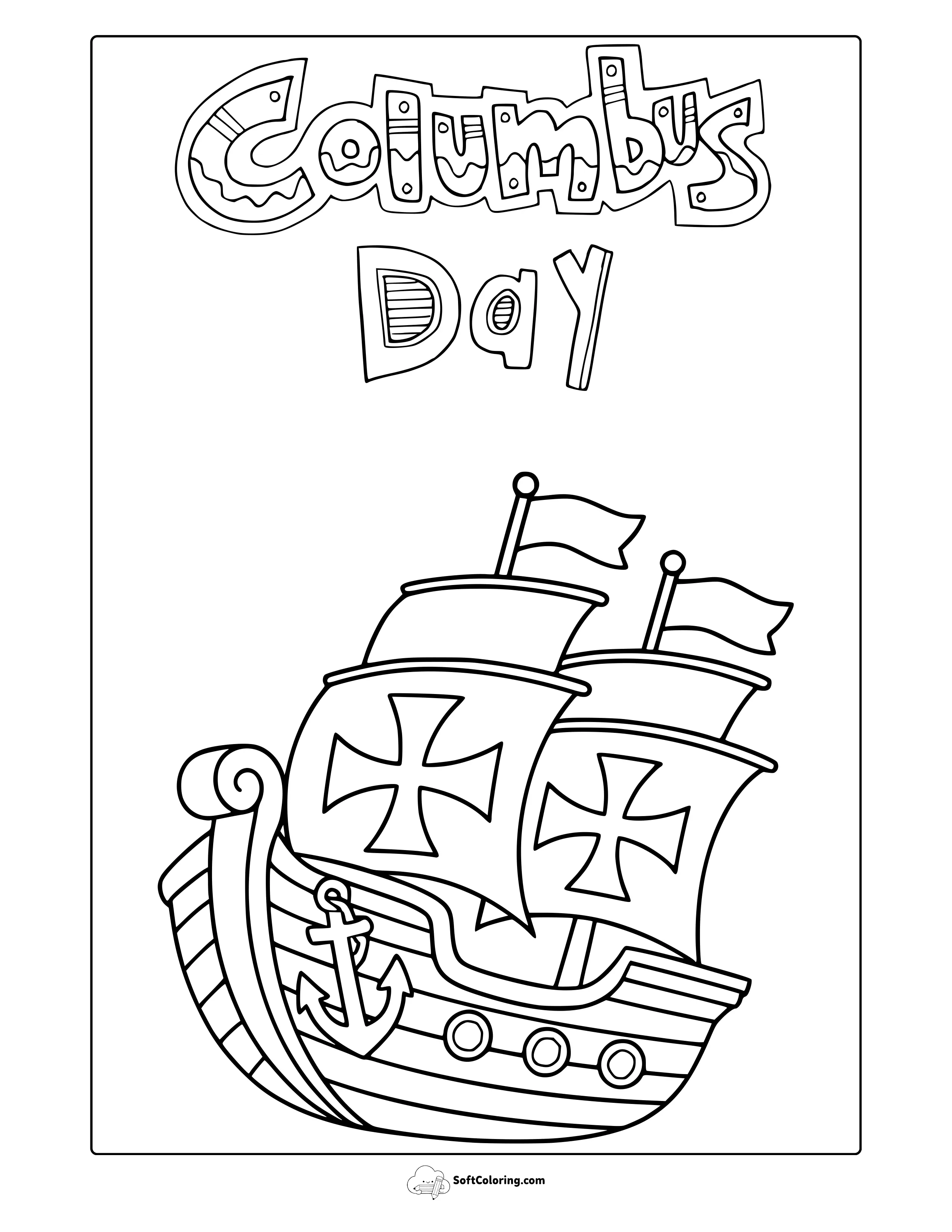 Columbus Day Ship Coloring Page