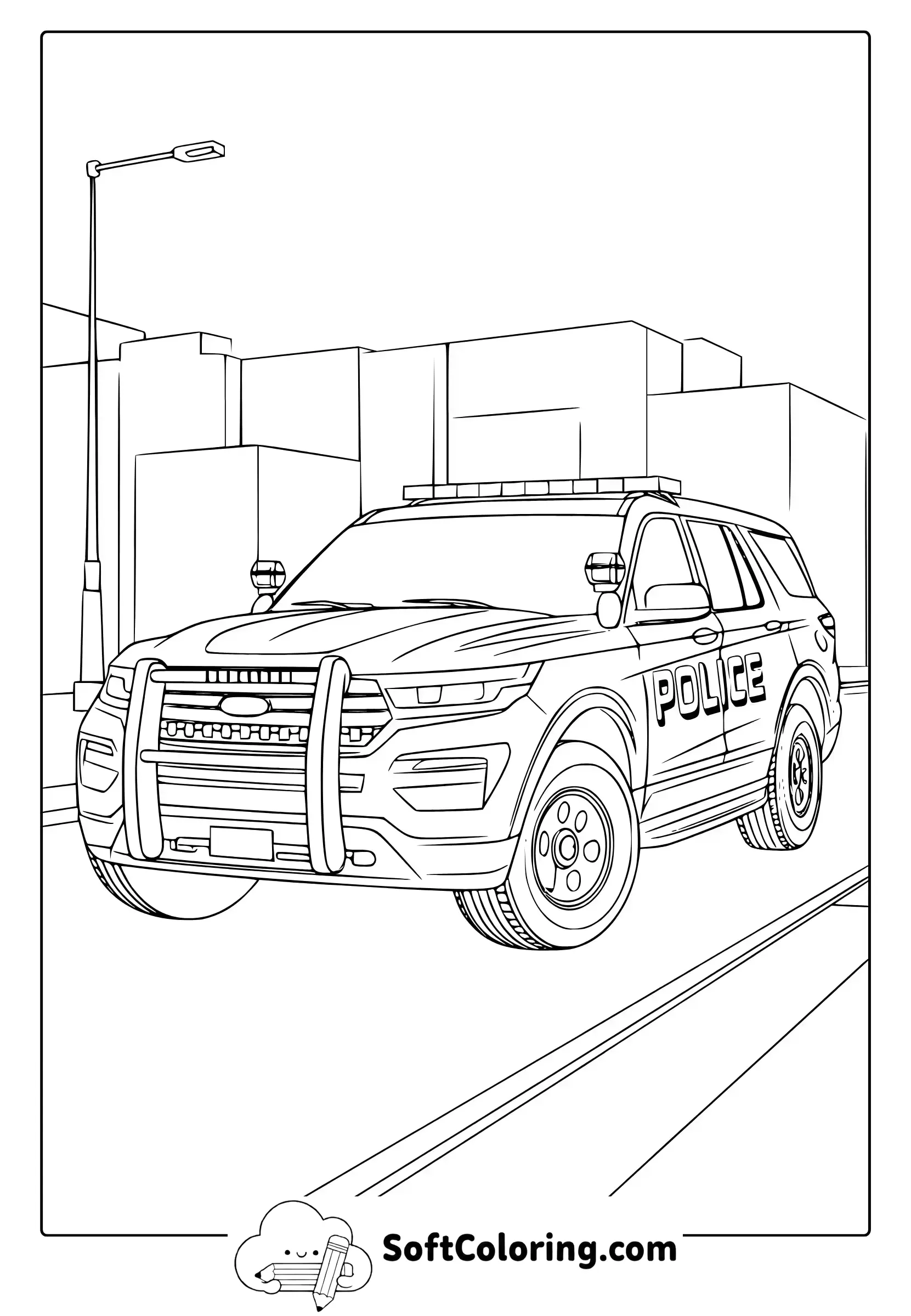 Cop Car Coloring Page