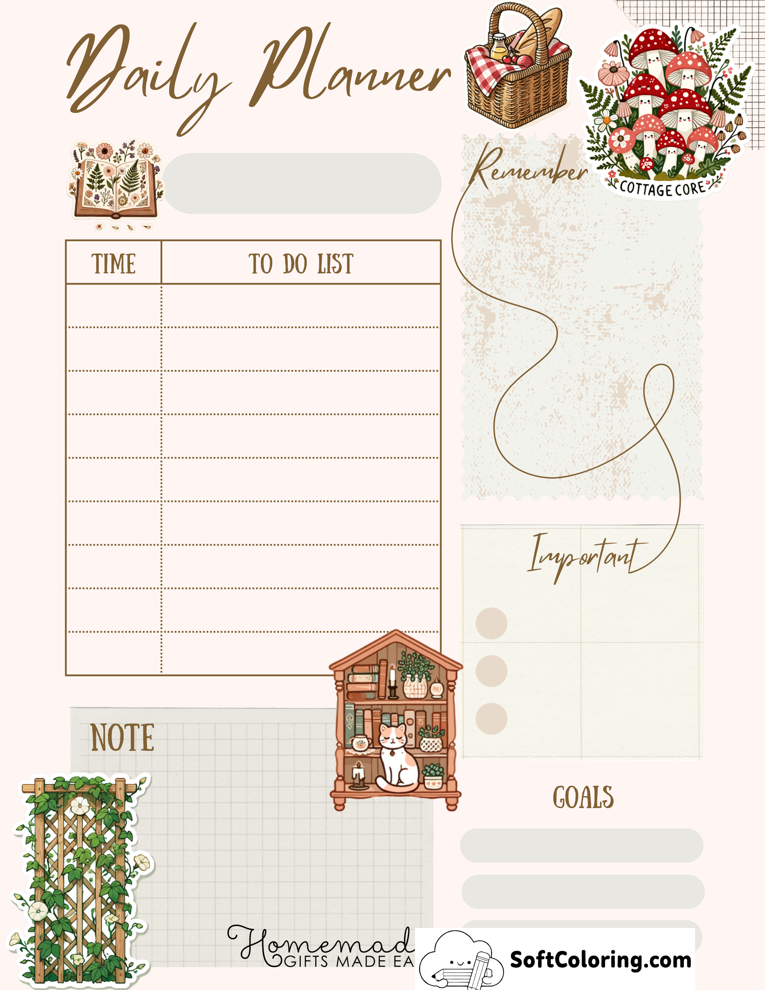 Cute Cottagecore Aesthetic Planner and To Do List Printable