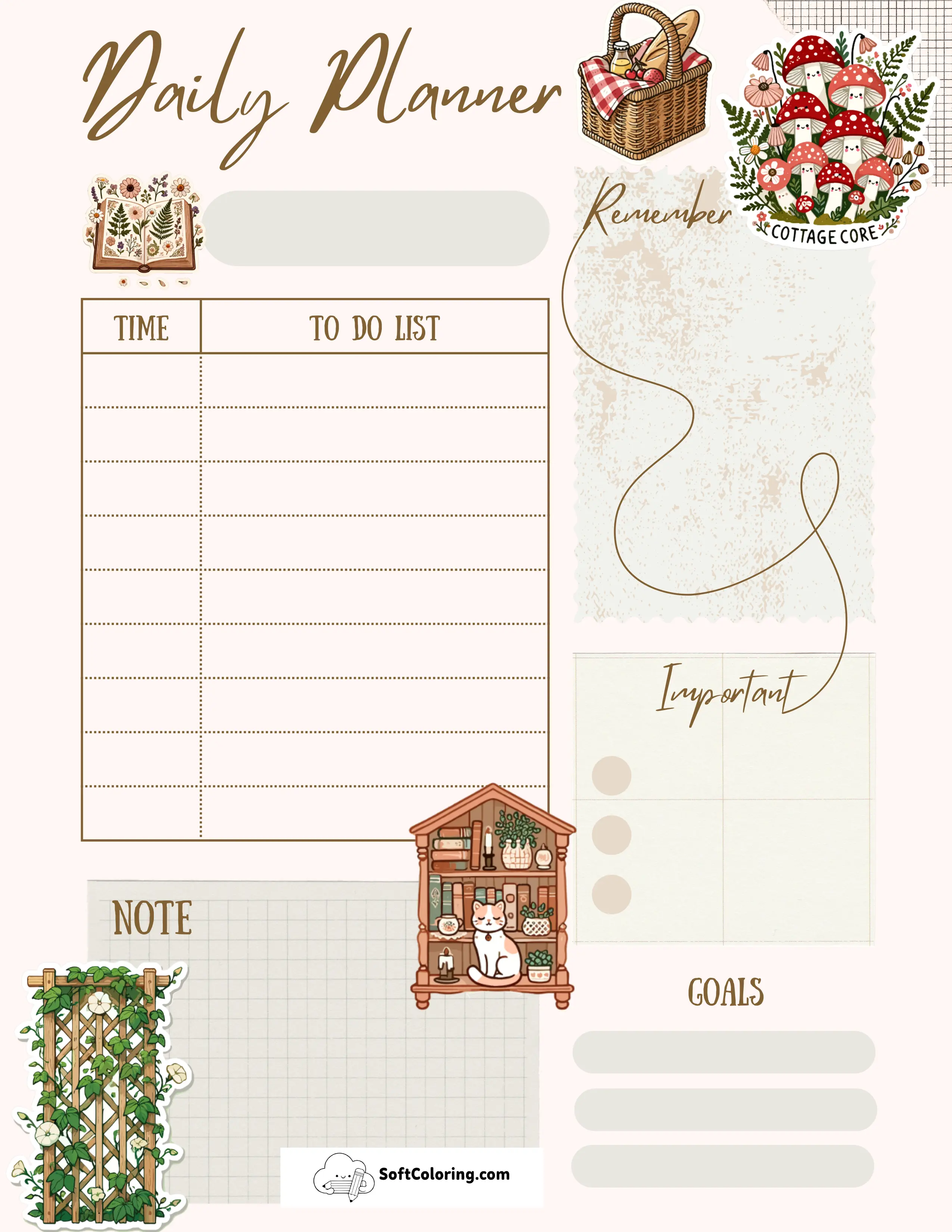 Cute Cottagecore Aesthetic Planner And To Do List Printable