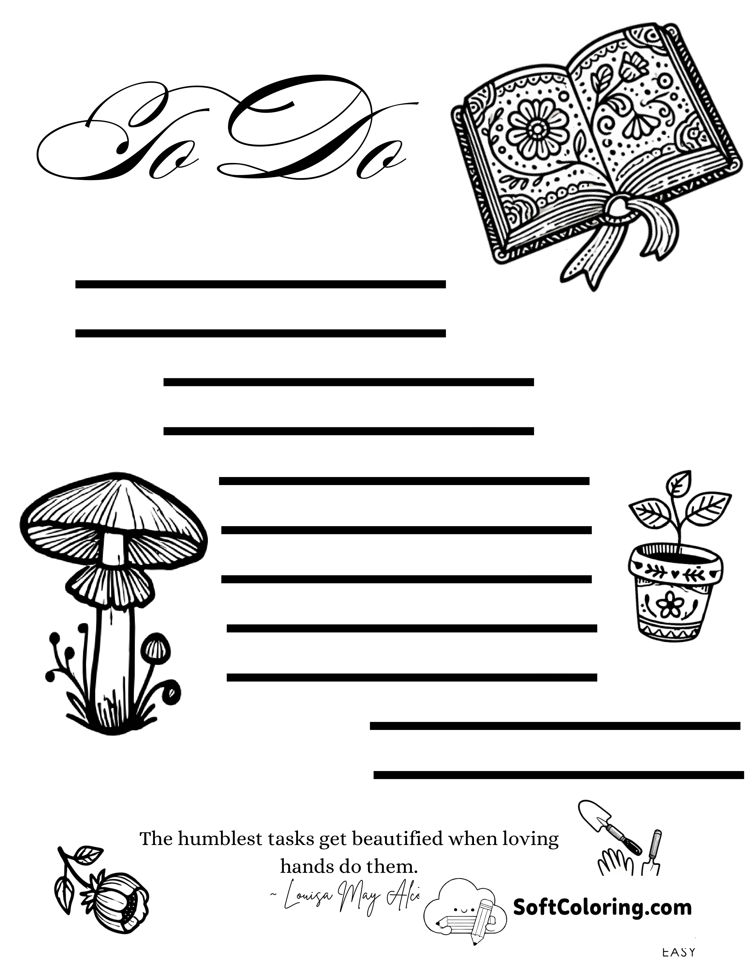 Simple Mushroom Aesthetic and Cottagecore To Do List Printable