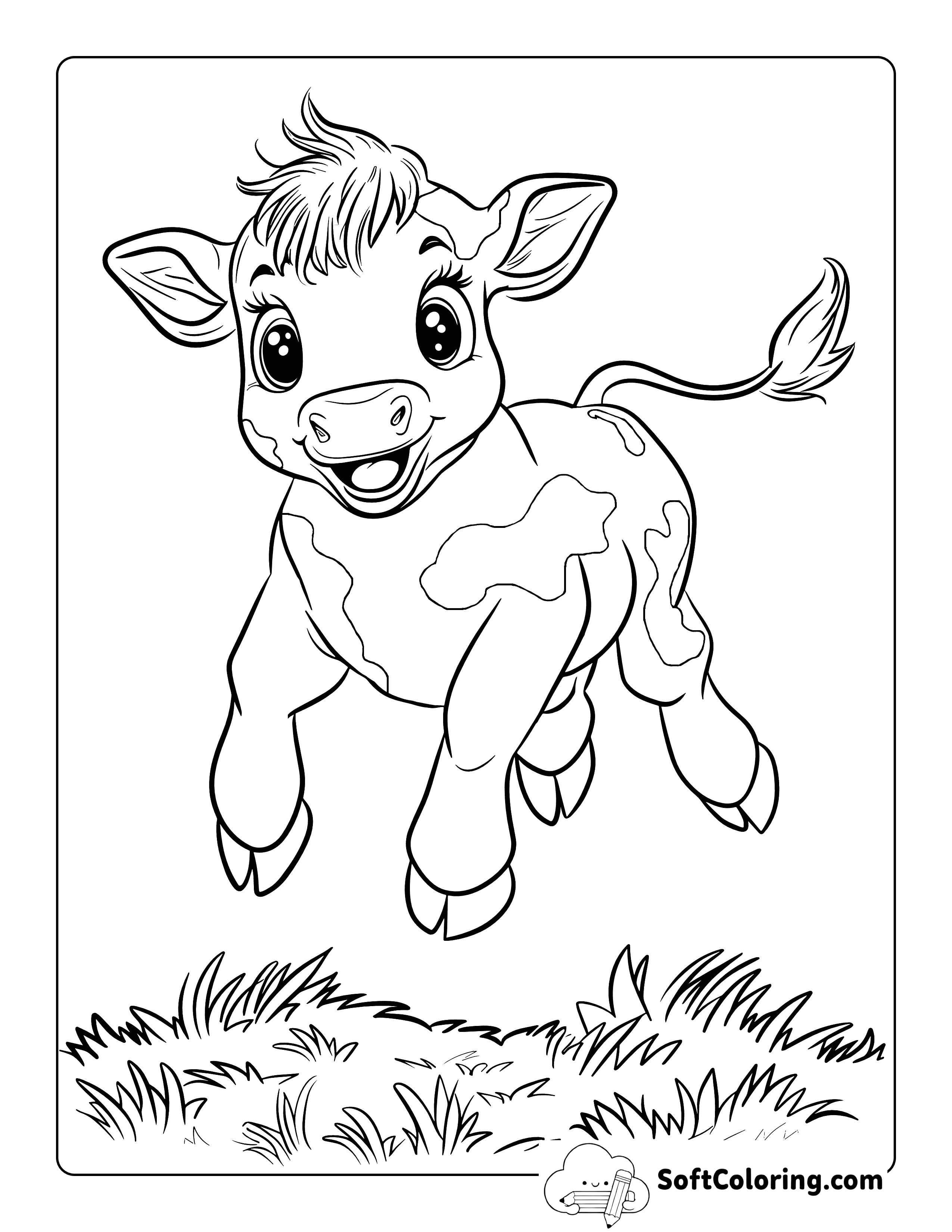 Happy Cow Coloring Page Printable