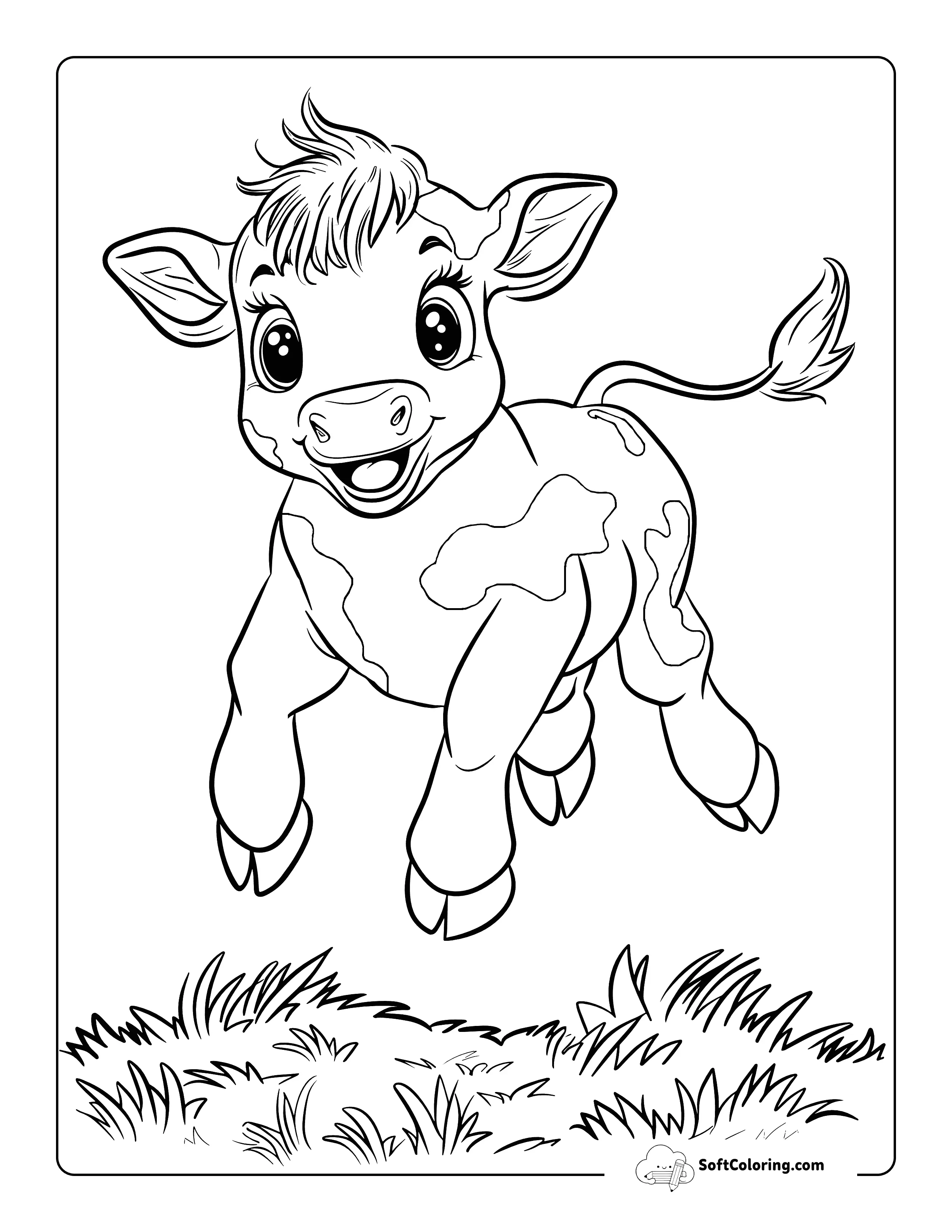 Happy Cow Coloring Page Printable