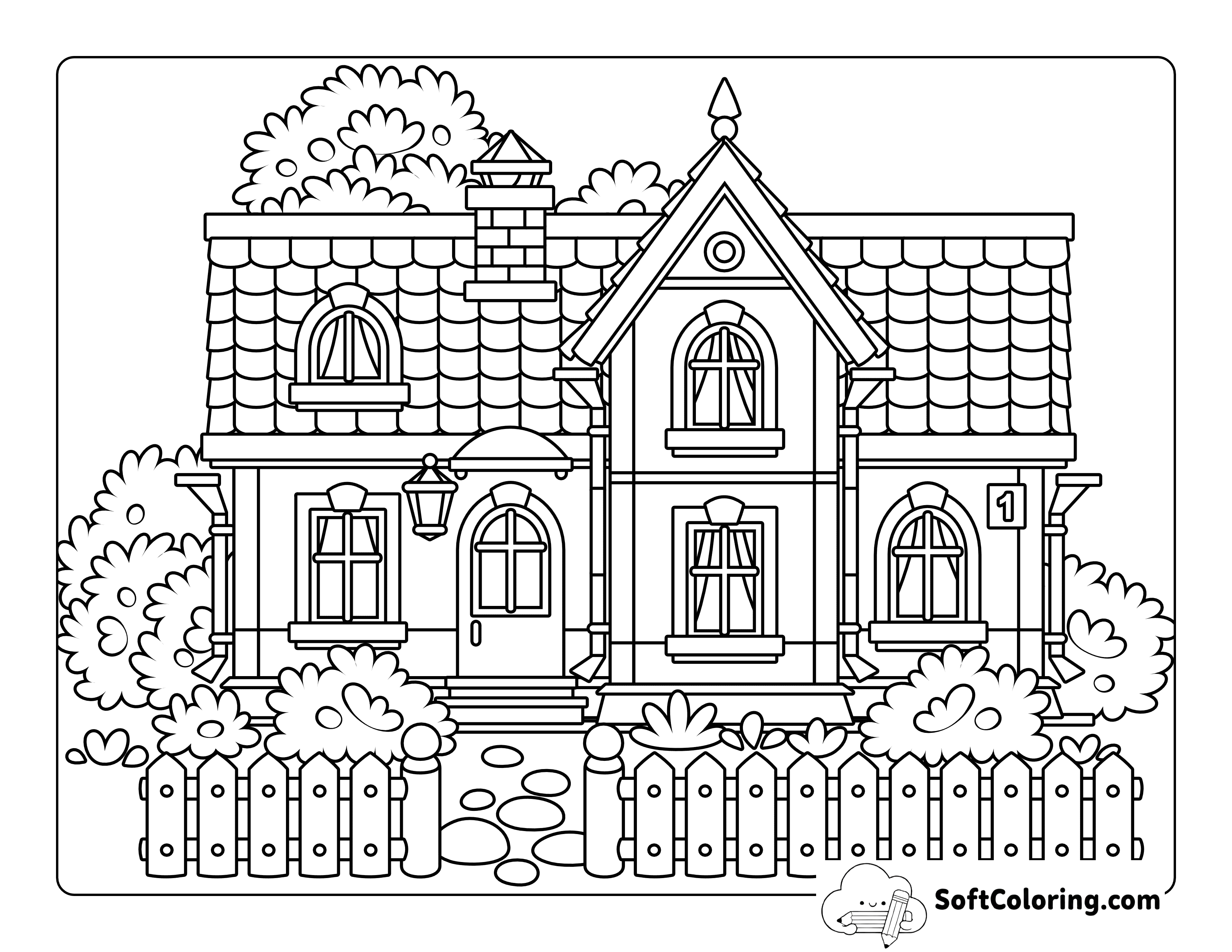 Relaxing Cozy House Coloring Page for Adults