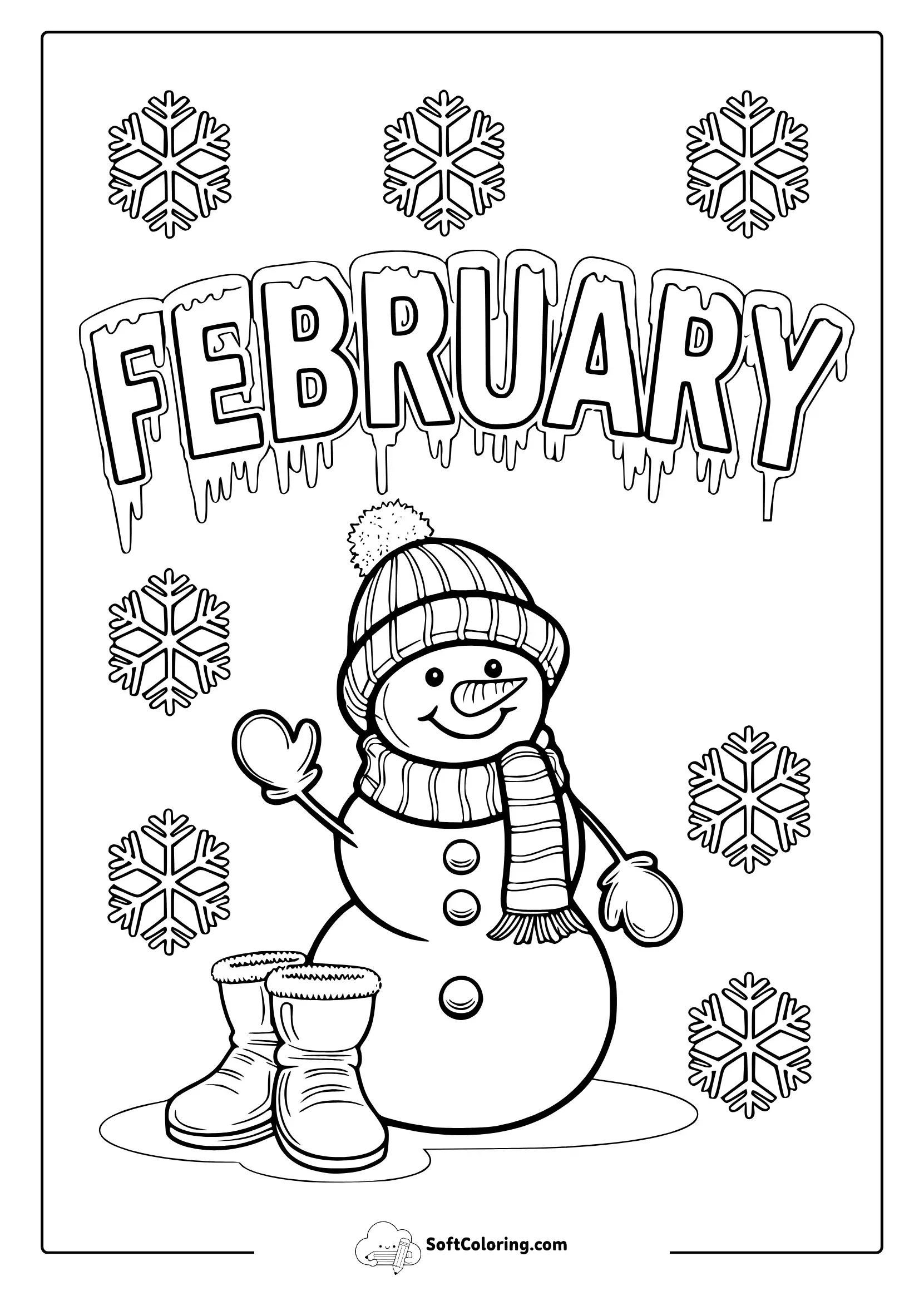 Cozy February Coloring Page