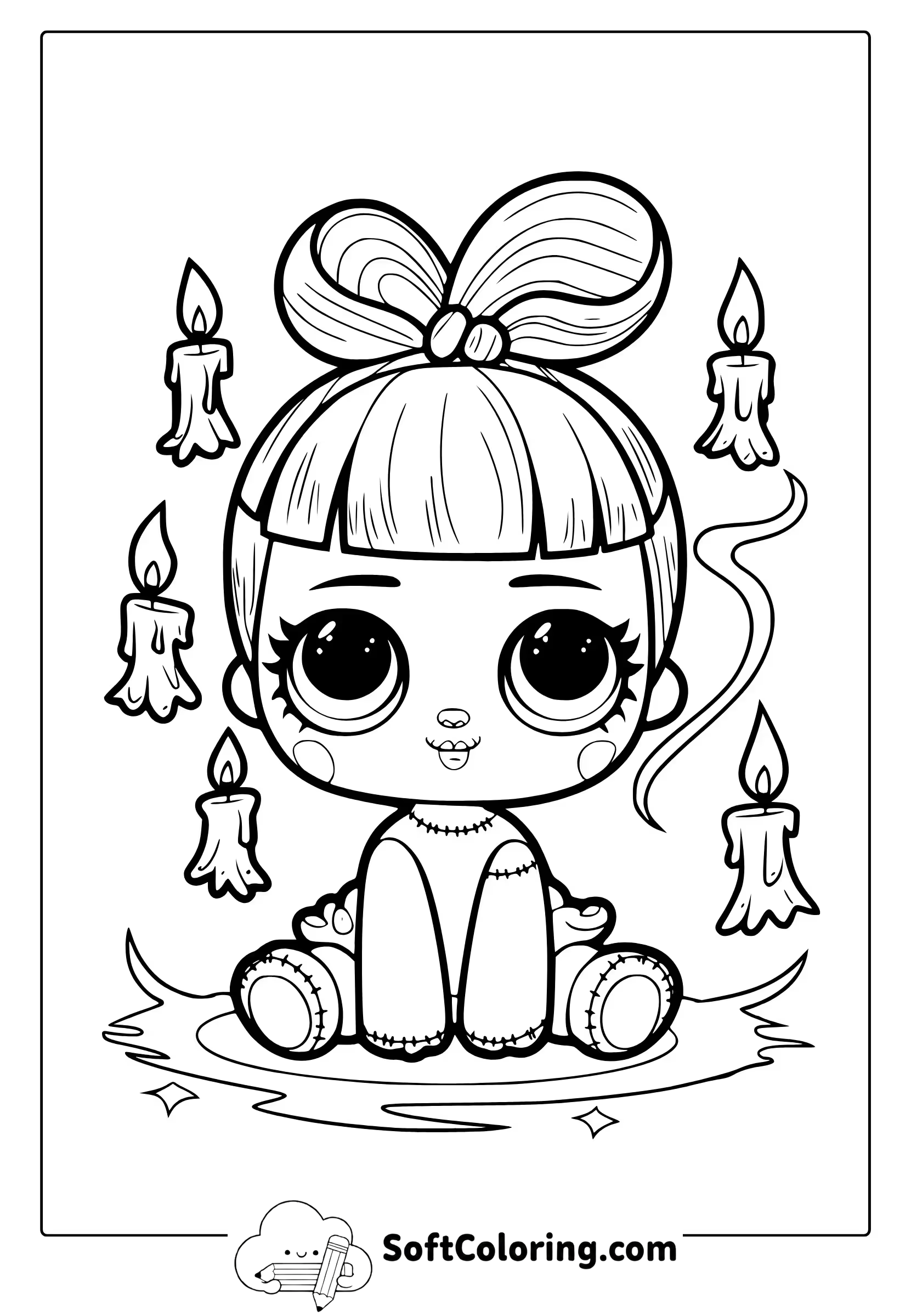 creepy kawaii doll coloring page