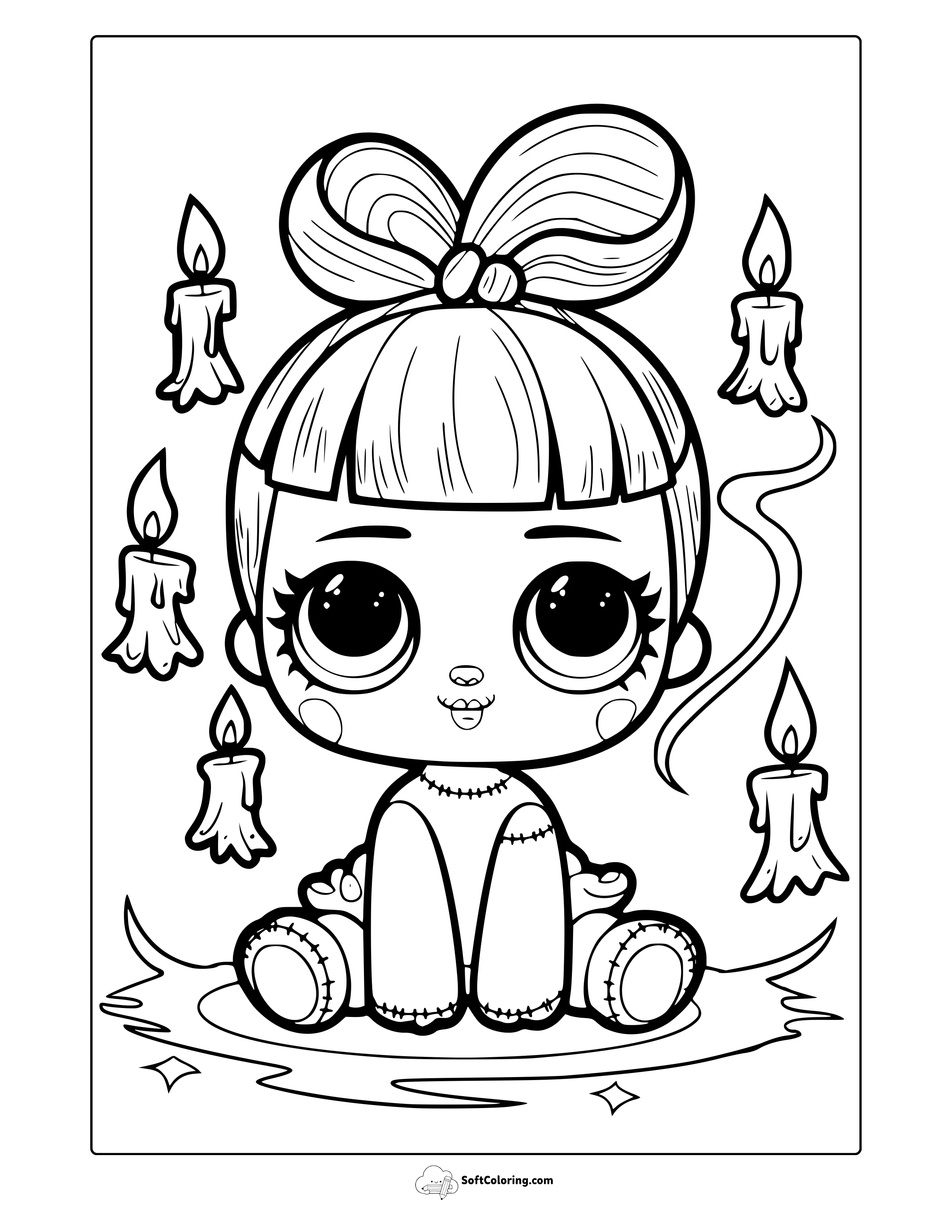 Creepy Kawaii Doll Coloring Page