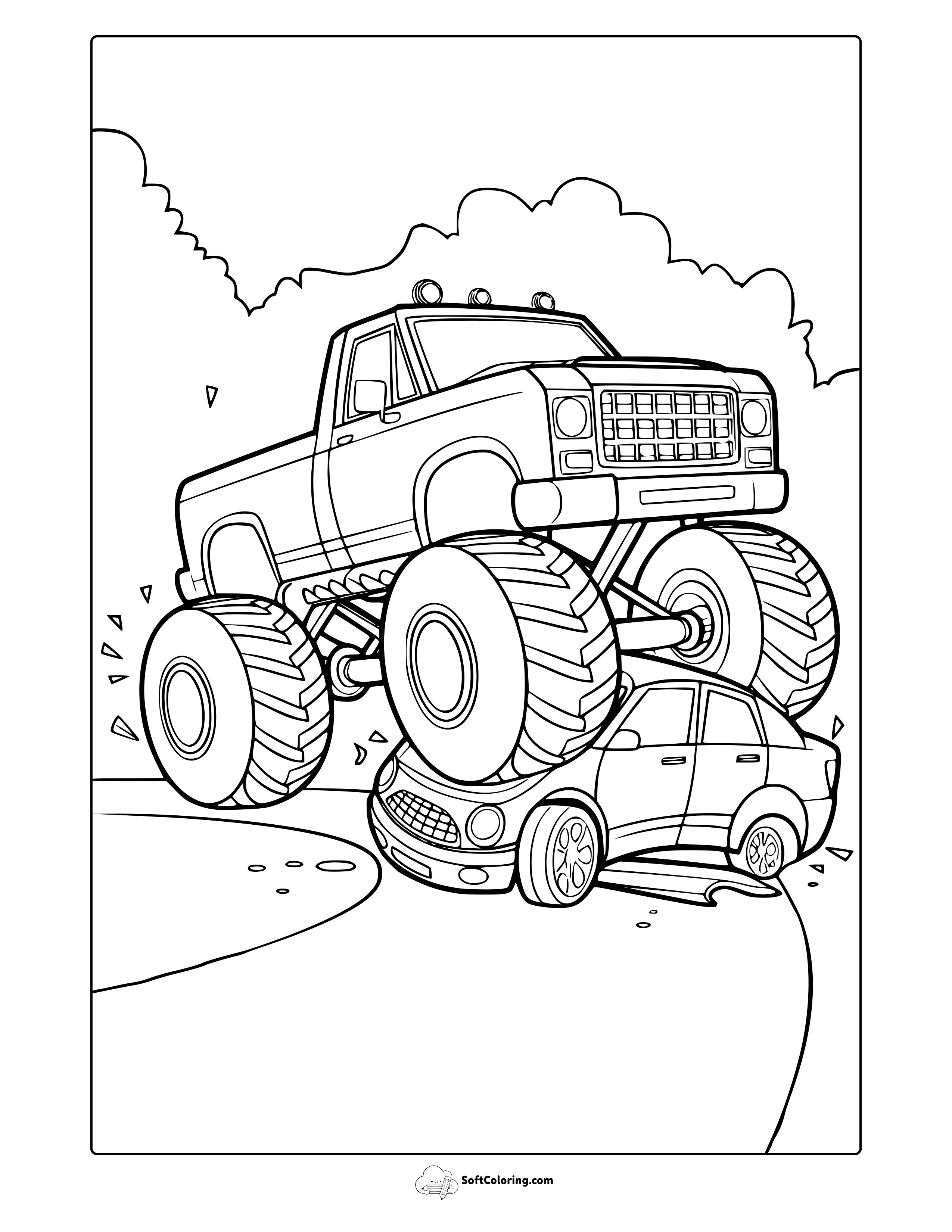 Crushing Monster Truck Coloring Page