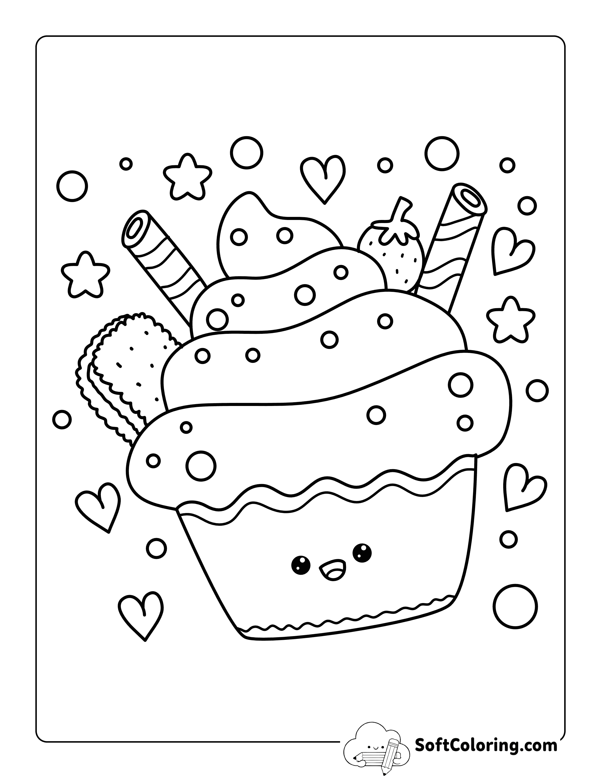 Kawaii Cupcake with Cookies and Fun Decorations