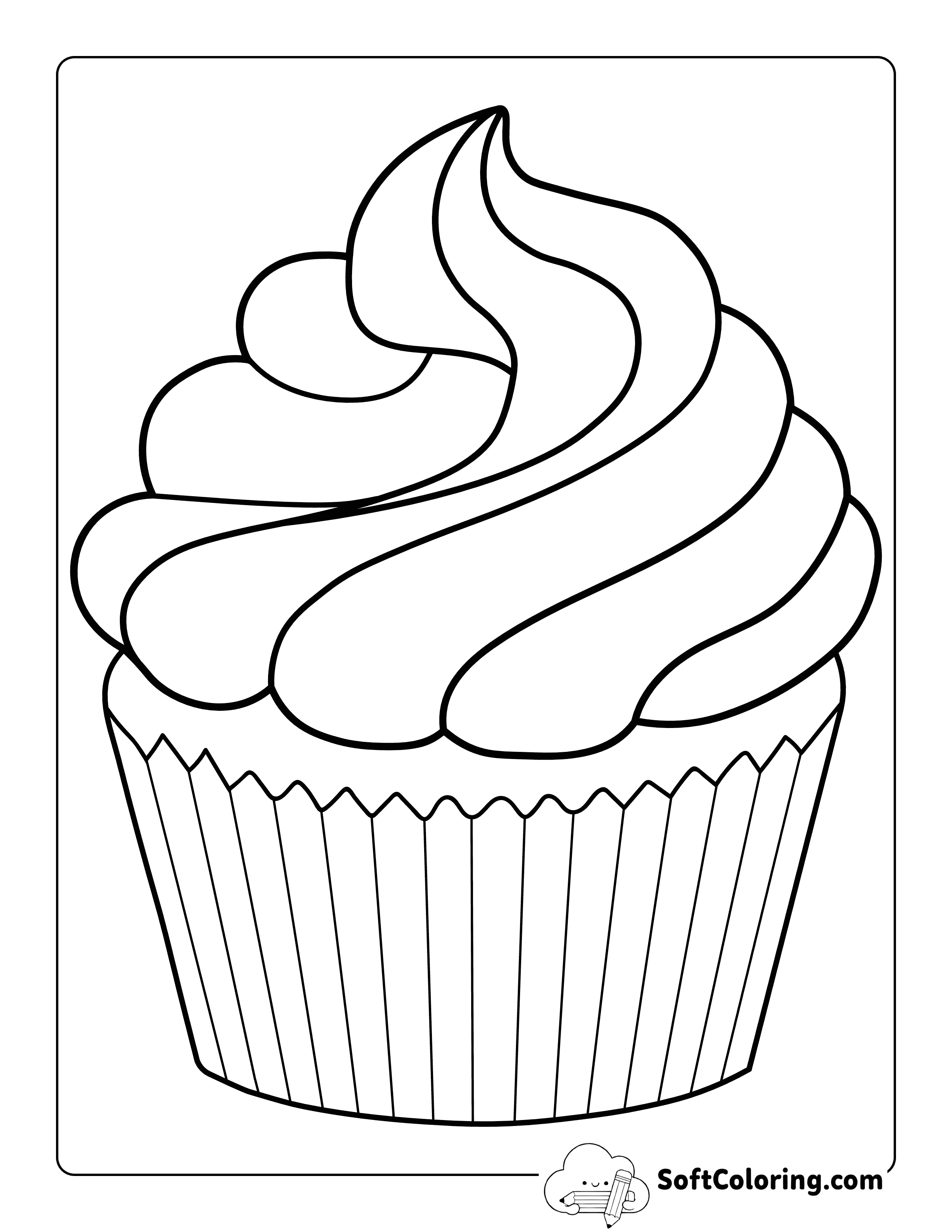 Simple Blank Cupcake Outline Template to Color