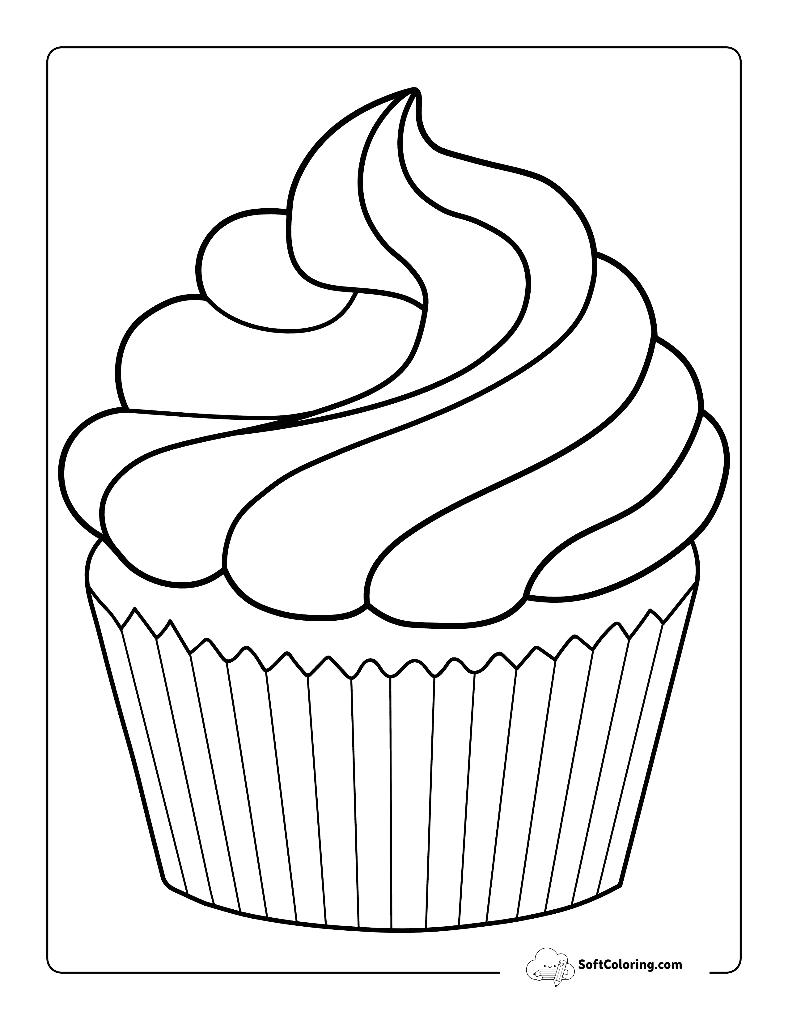 Simple Blank Cupcake Outline Template To Color