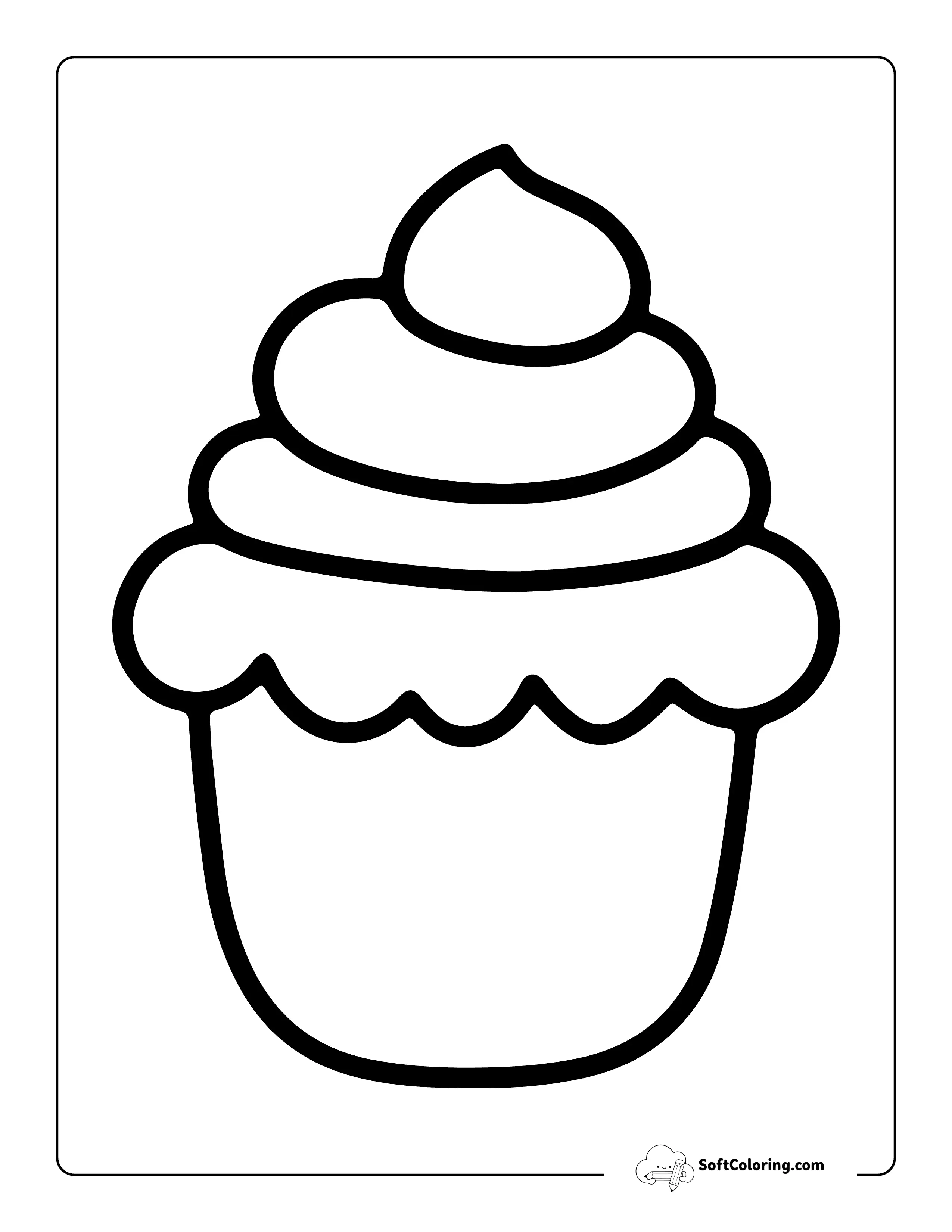 Simple Blank Cupcake Coloring Page Template
