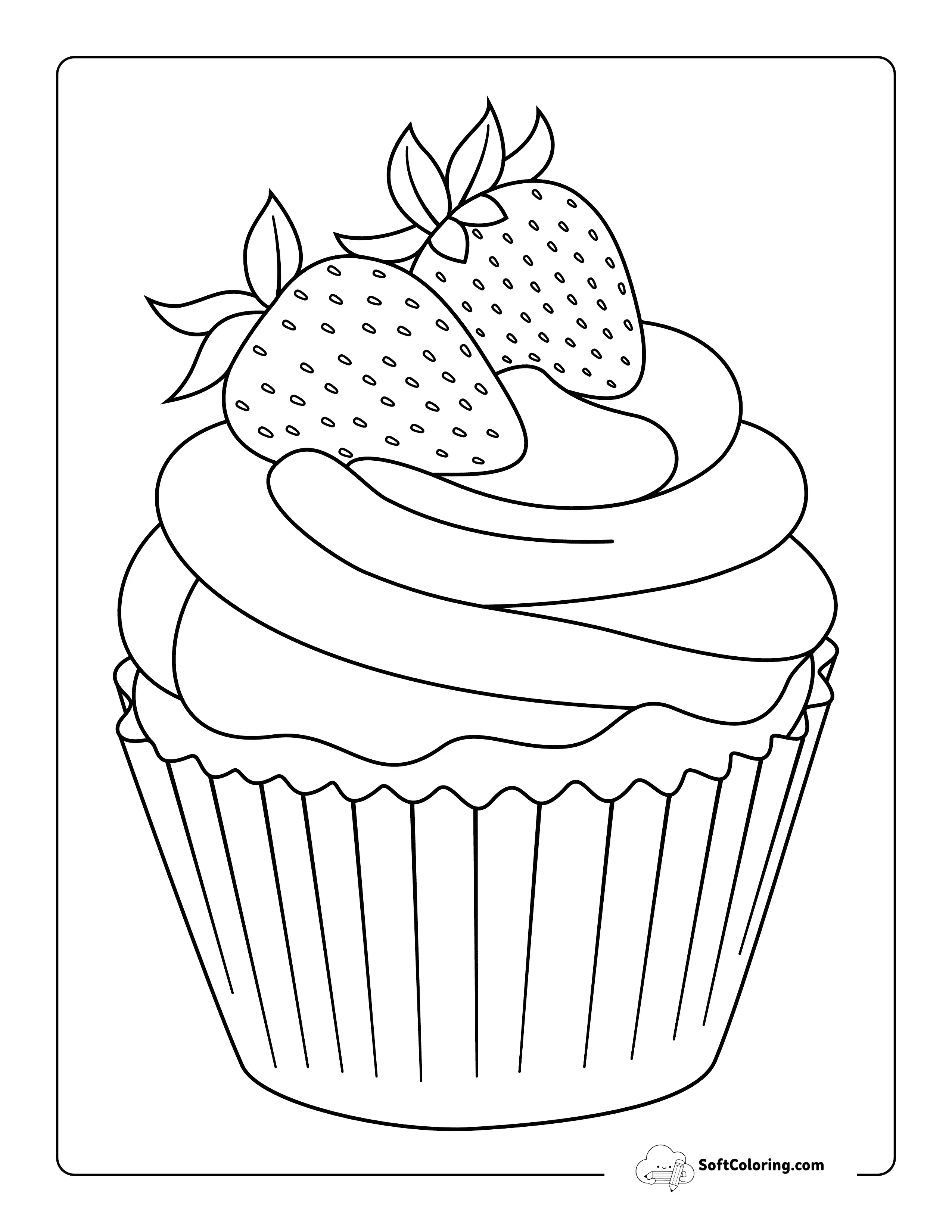 Simple Realistic Cupcake Outline Template For Adults To Color