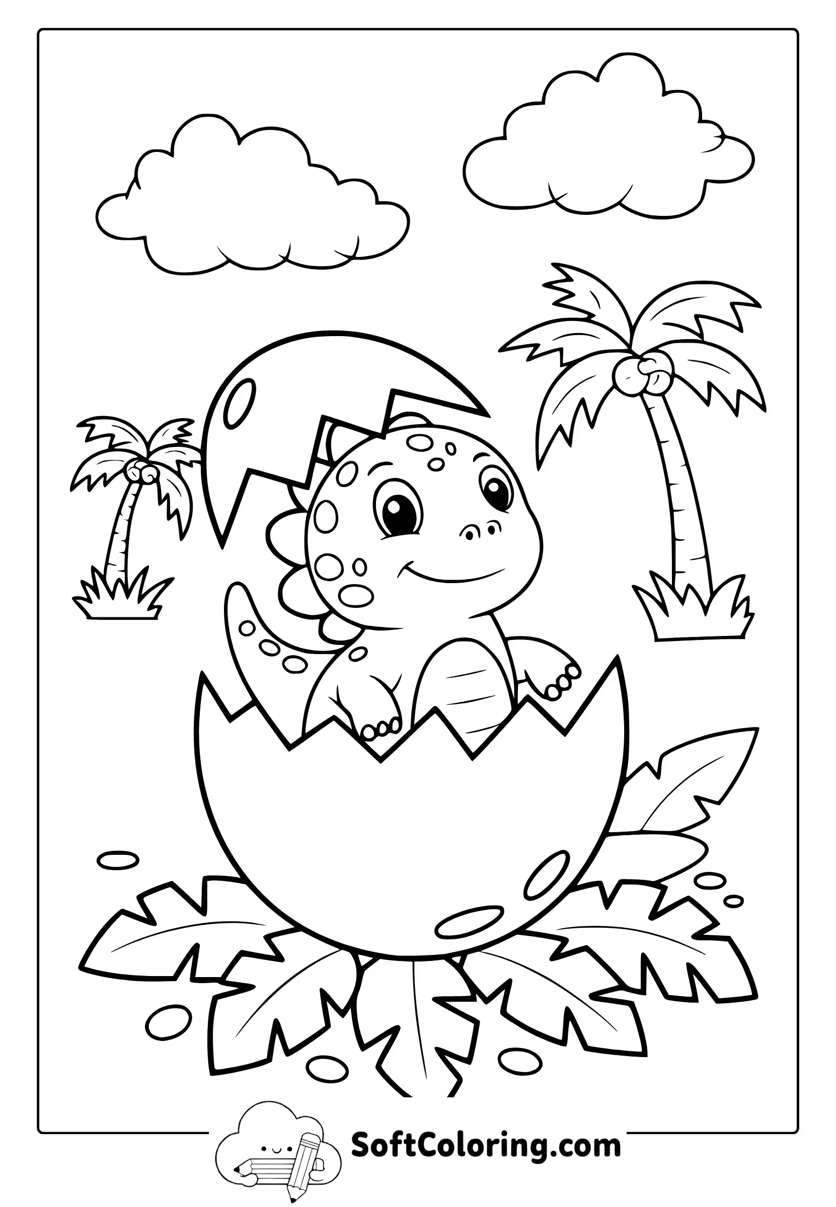 cute baby dinosaur coloring page