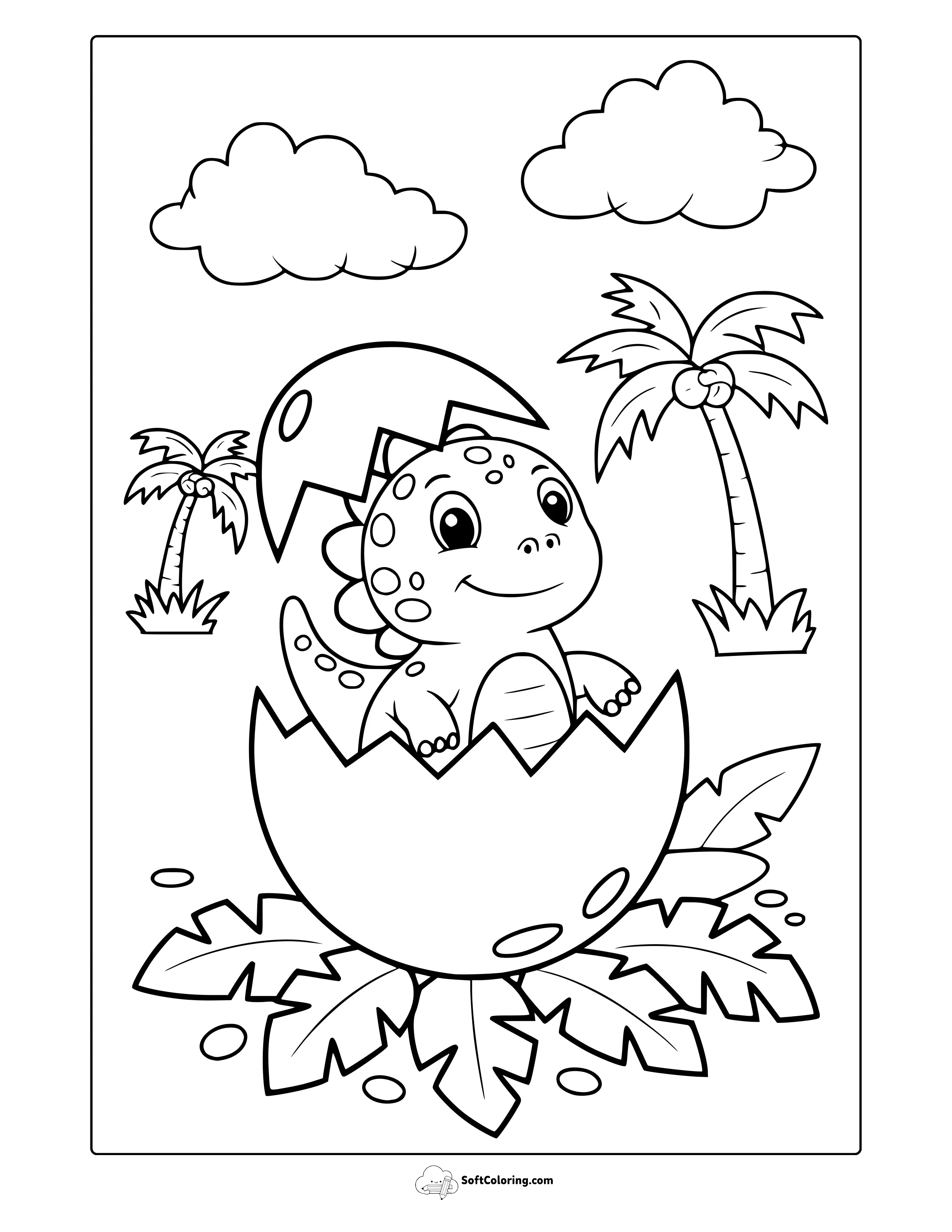 Cute Baby Dinosaur Coloring Page