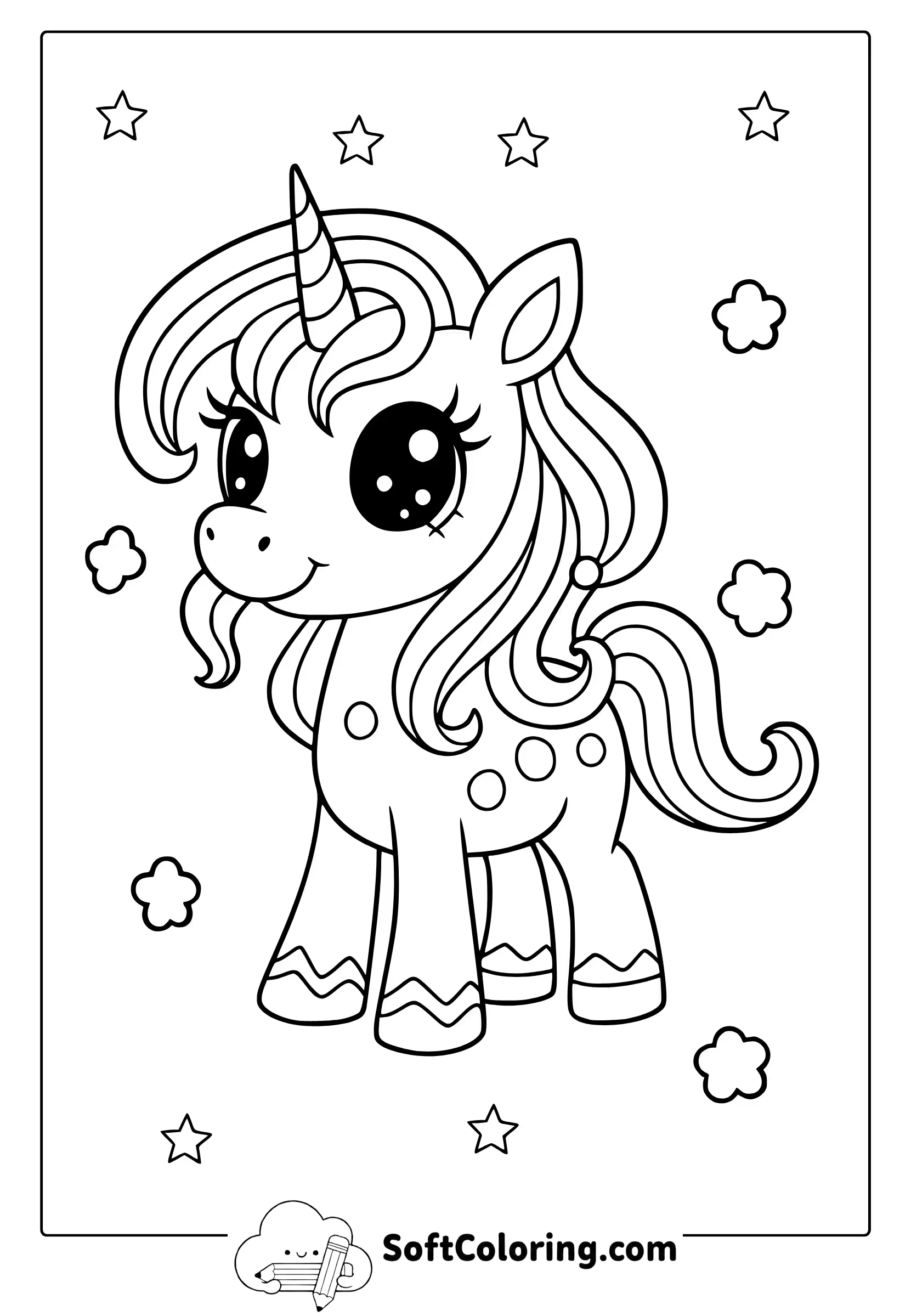 cute baby unicorn coloring page