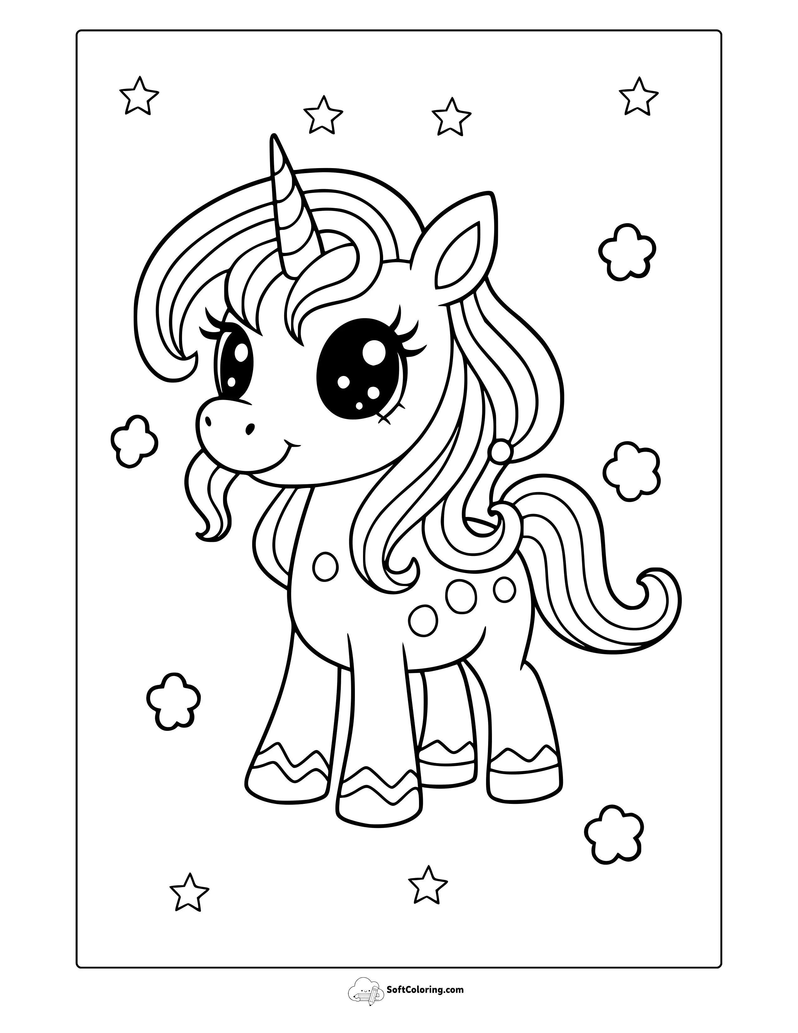 Cute Baby Unicorn Coloring Page