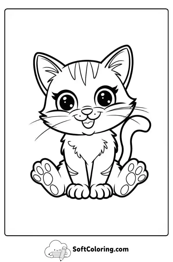 Cute Cat Coloring Page