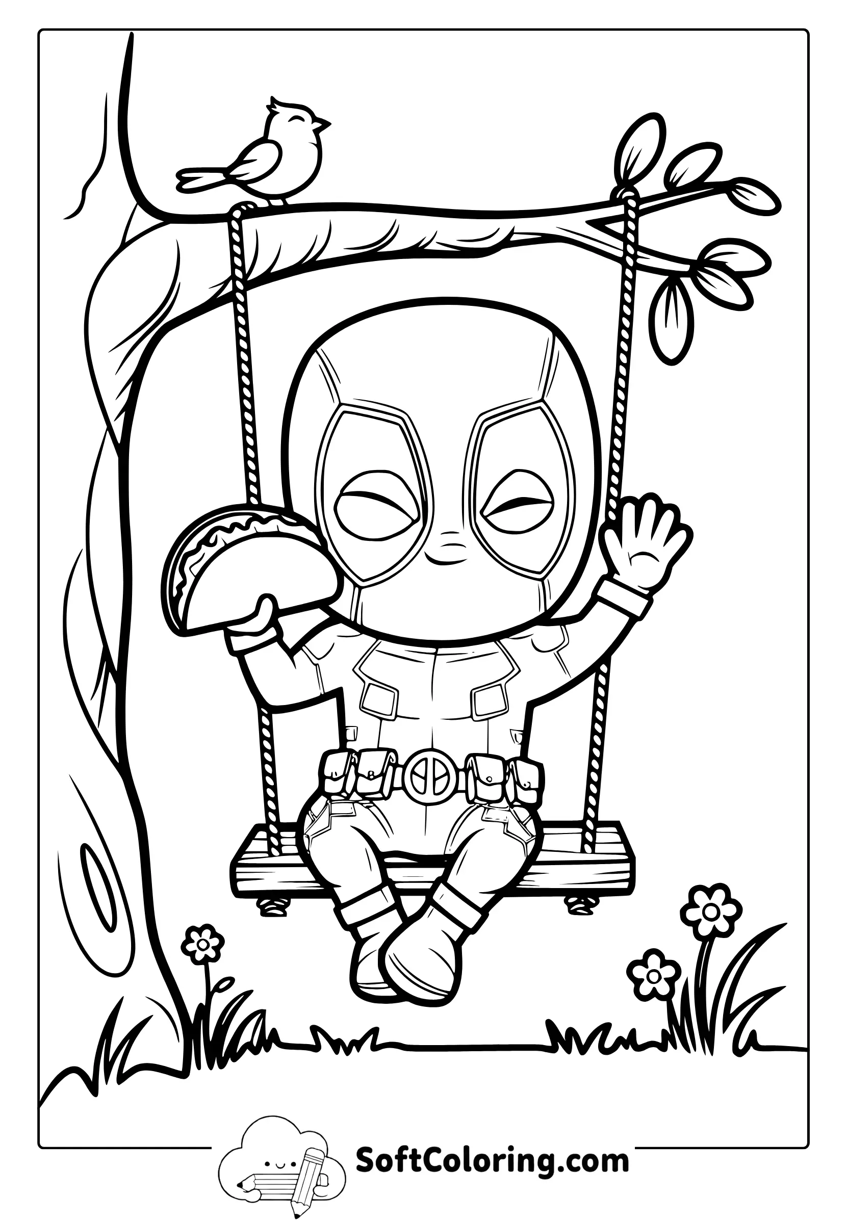 Cute Deadpool Coloring Page