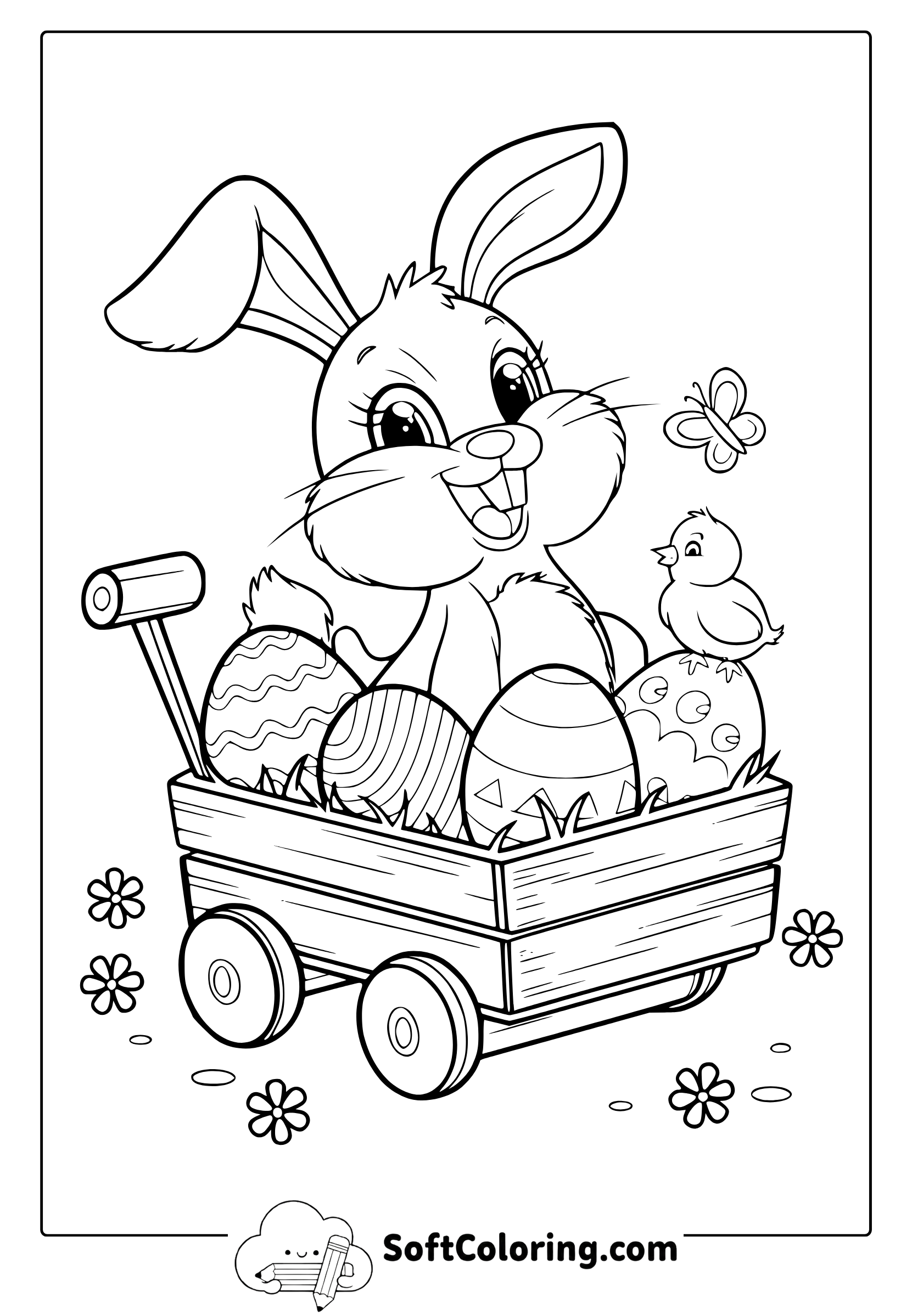 Cute Easter Animals Coloring Page
