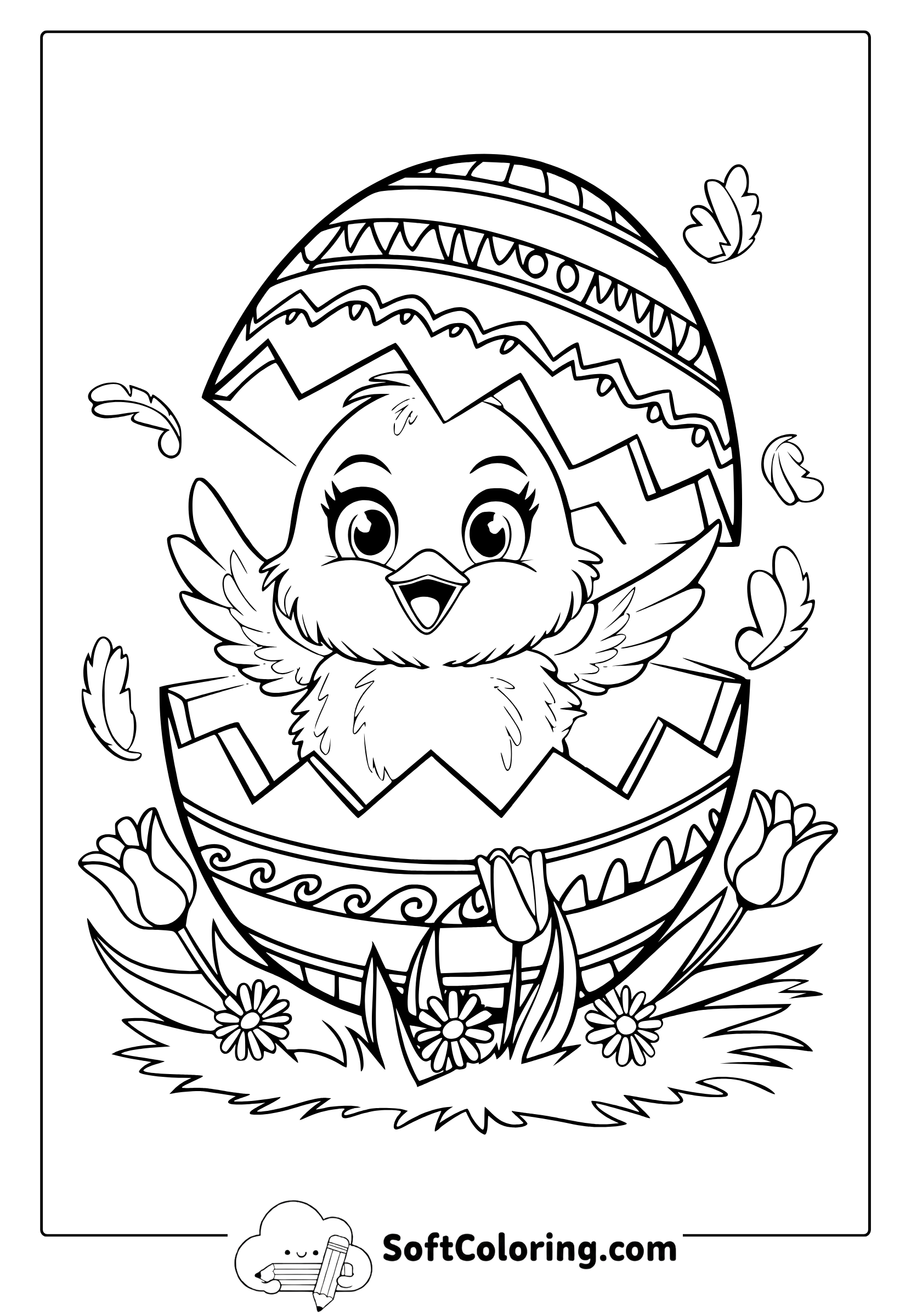 Cute Easter Chick Coloring Page