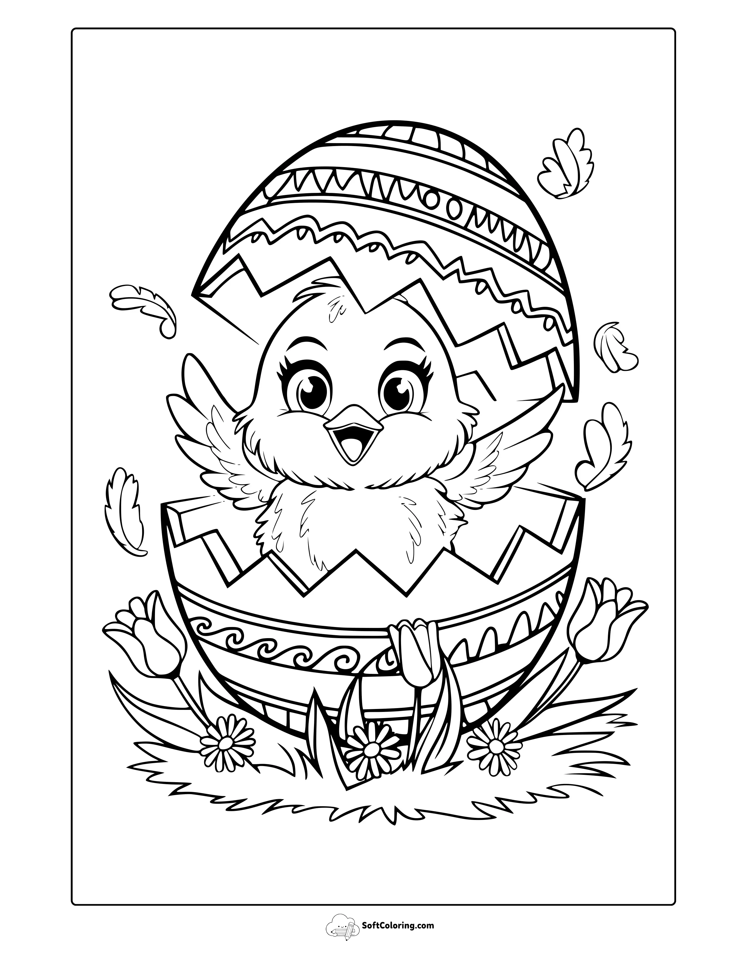 Cute Easter Chick Coloring Page