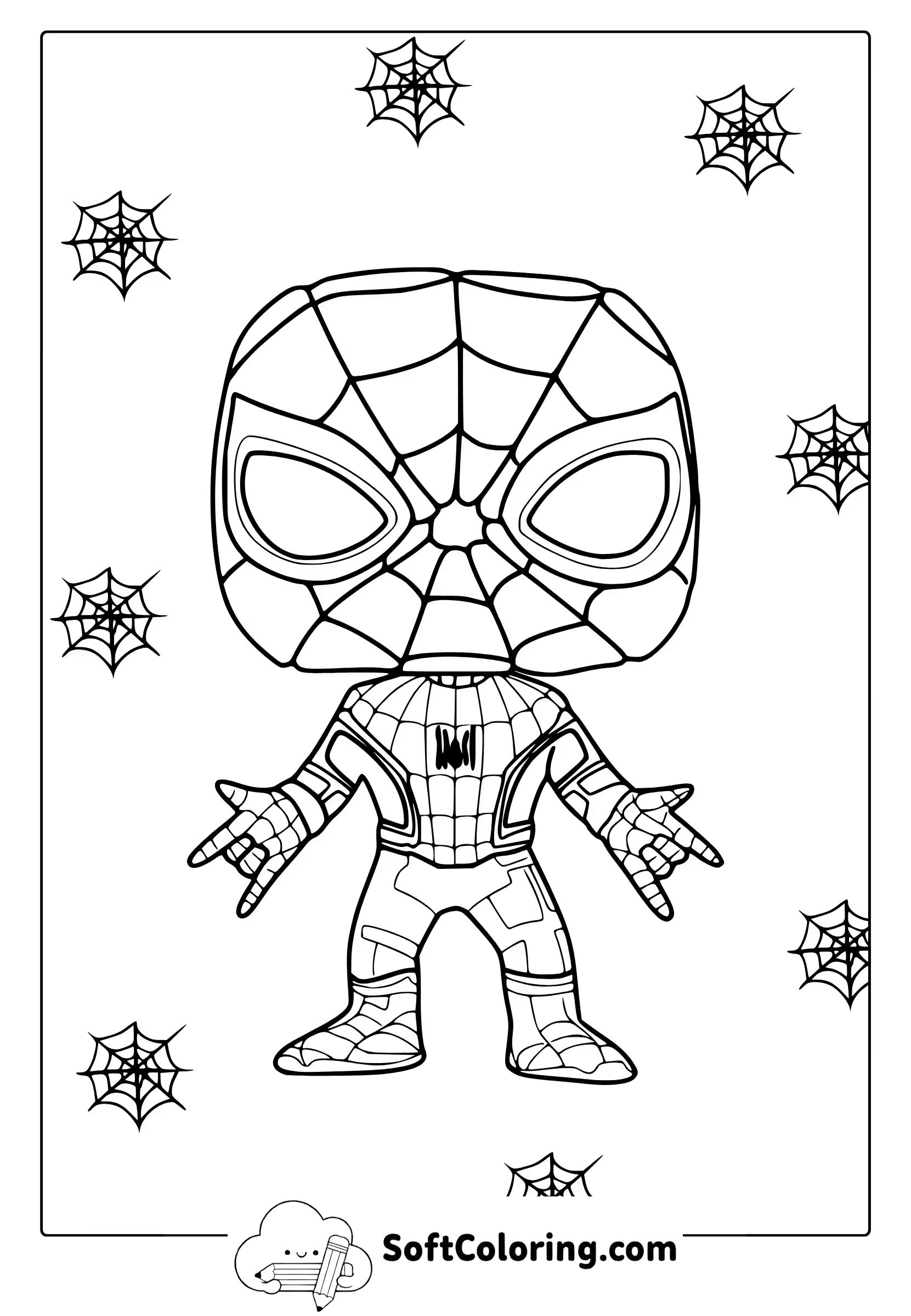 cute funko-pop spider-man coloring page