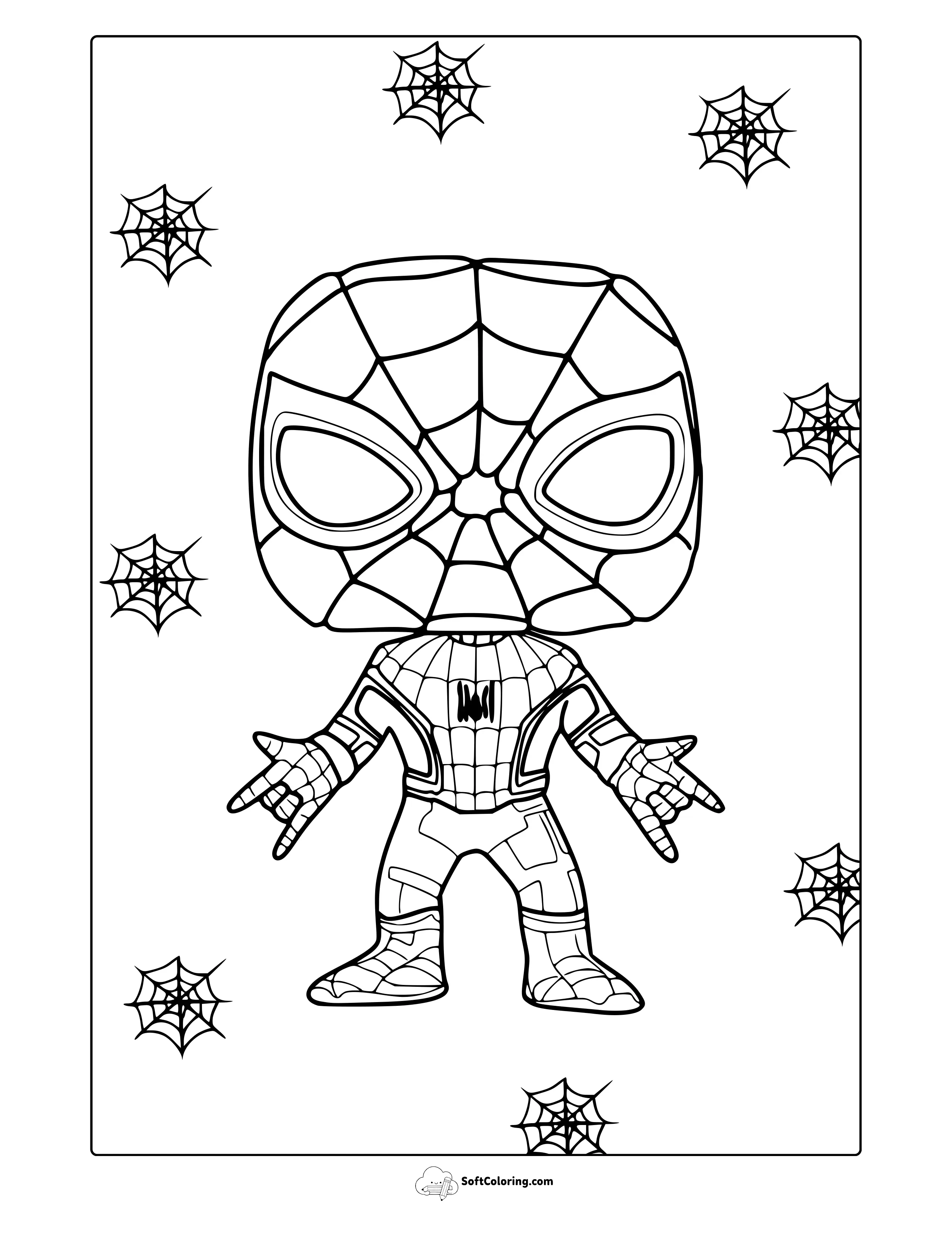 Cute Funko-Pop Spider-Man Coloring Page